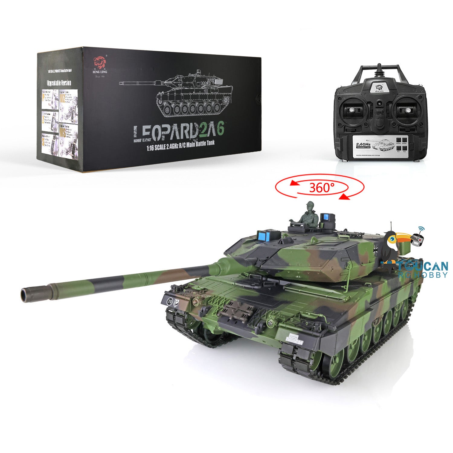 Heng Long 1/16 Scale Leopard 2A6 RC Military Tank - TK7.0 FPV Model with Steel Gearbox, Barrel Recoil & Rotating Turret | Radio Controlled Toy Tank for Adults & Collectors | Battle Simulation & Outdoor Play