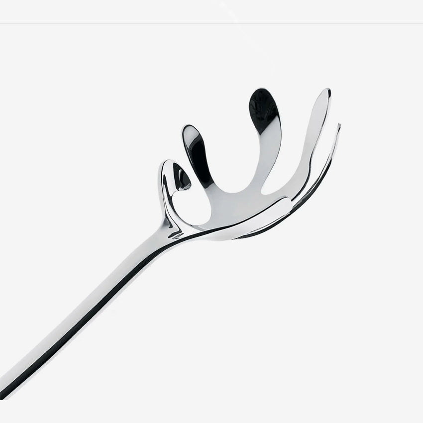 Alessi Mediterraneo Spaghetti Serving Spoon - Stainless Steel Pasta Server - Elegant Italian Kitchen Utensil for Serving Pasta, Salad & Desserts - Perfect for Dinner Parties & Family Meals