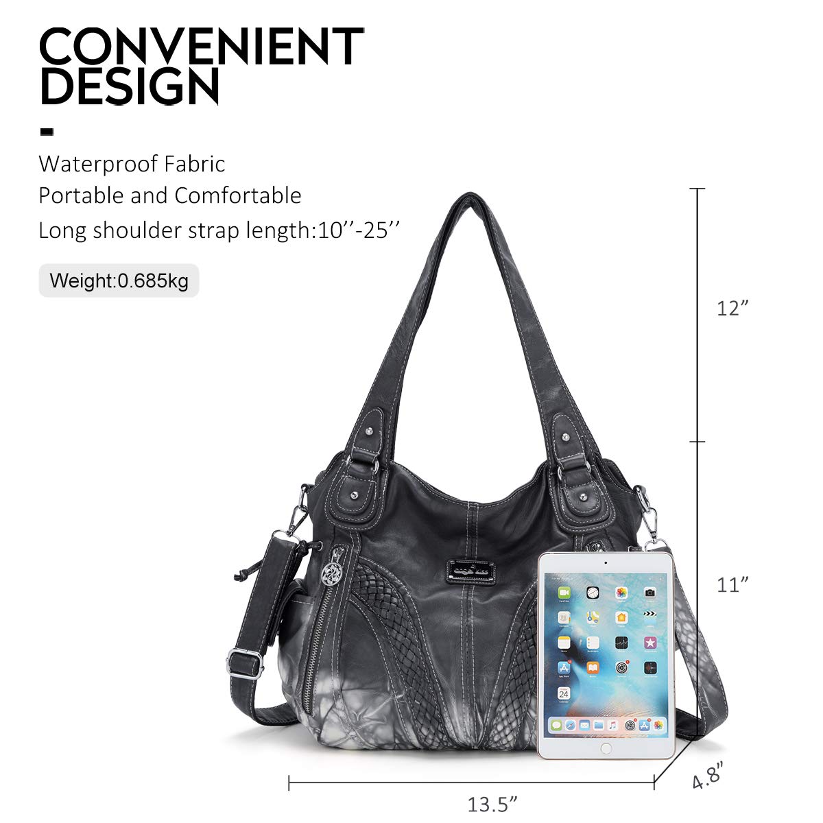 Women's Fashion Tote Bag - Stylish Shoulder Bag & Top Handle Satchel Purse in Washed Synthetic Leather - Perfect for Work, Travel & Everyday Use