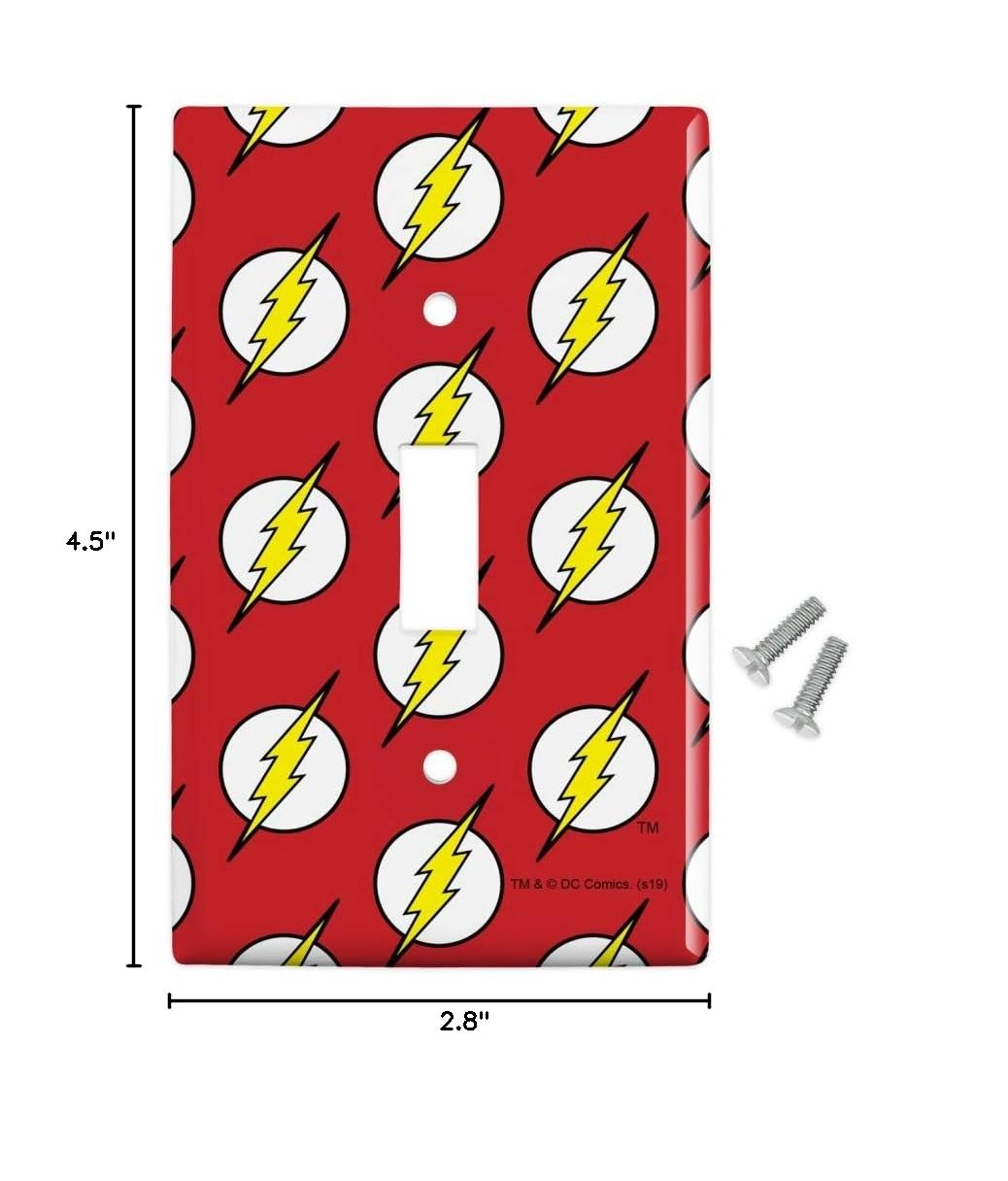 The Flash Lightning Bolt Logo Plastic Wall Decor Light Switch Cover - Superhero Theme Room Decor for Kids & Adults - Perfect for Bedrooms, Game Rooms, and Comic Book Fan Spaces
