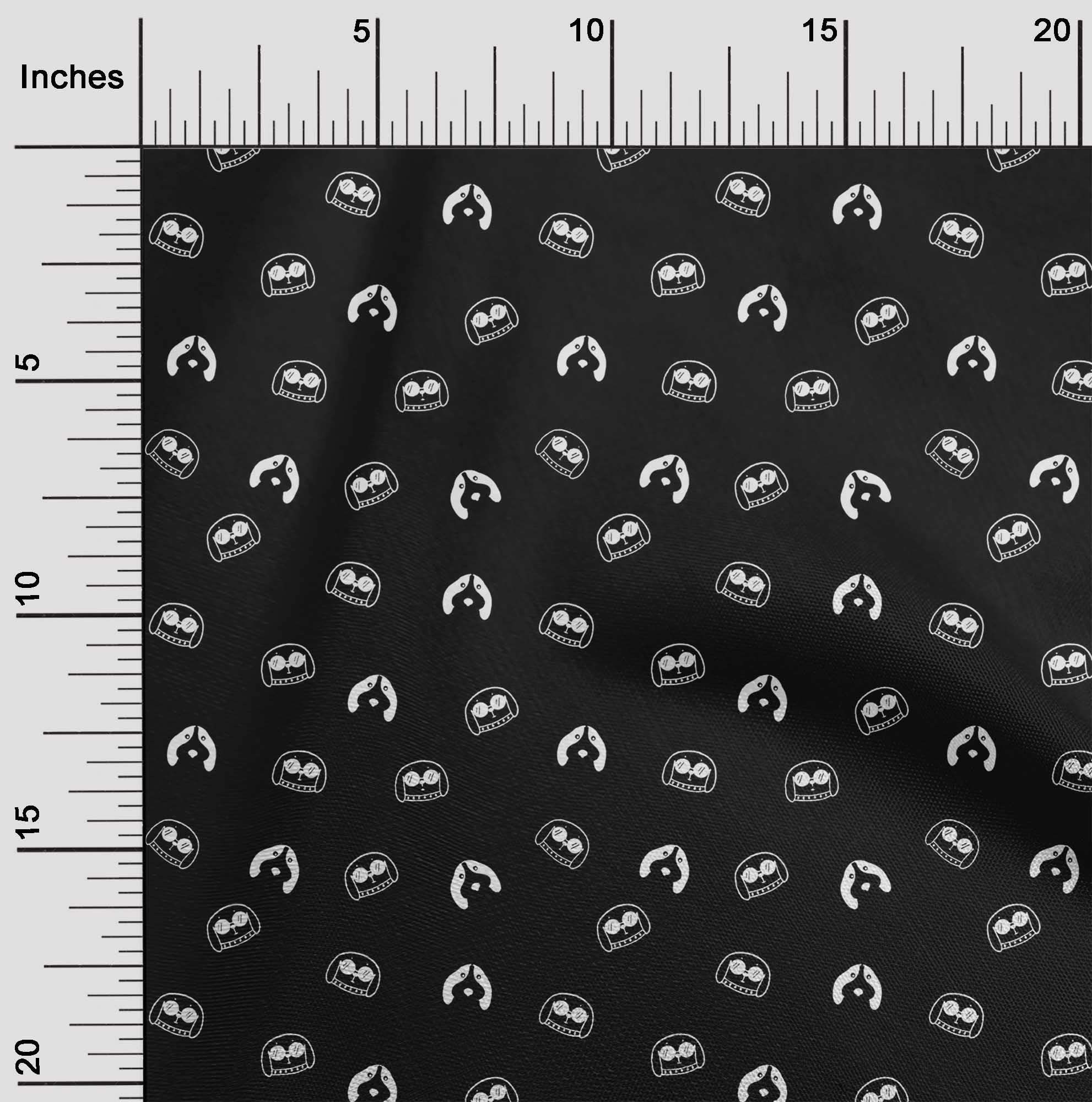 oneOone Cotton Poplin Twill Black Fabric with Retro Dog Faces Print - 56 Inch Wide Dress Material by The Yard | Perfect for DIY Dresses, Quilting & Home Decor Projects