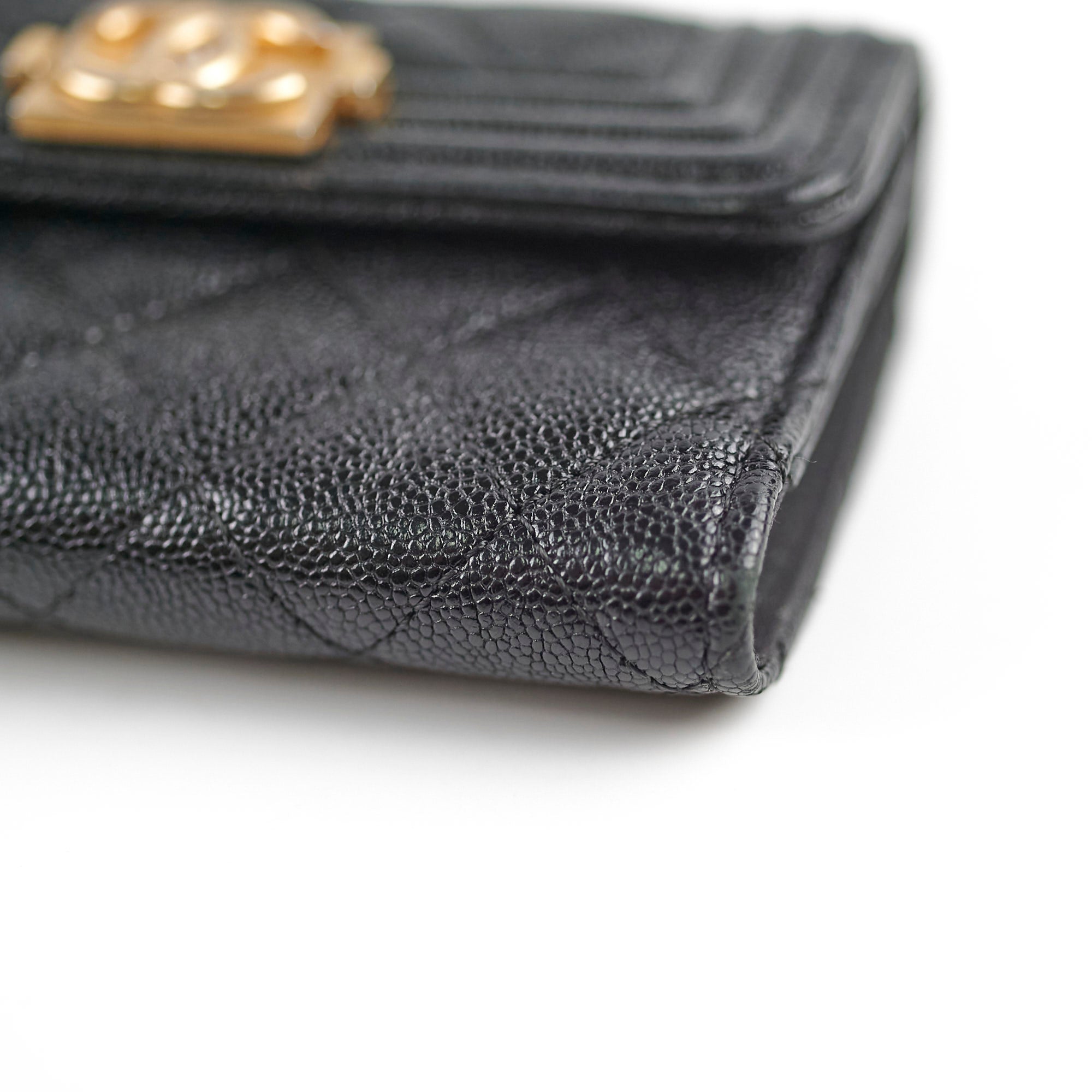 Chanel Caviar Leather Boy Key Holder - Black Luxury Keychain for Women | Perfect for Keys, Cards & Everyday Essentials