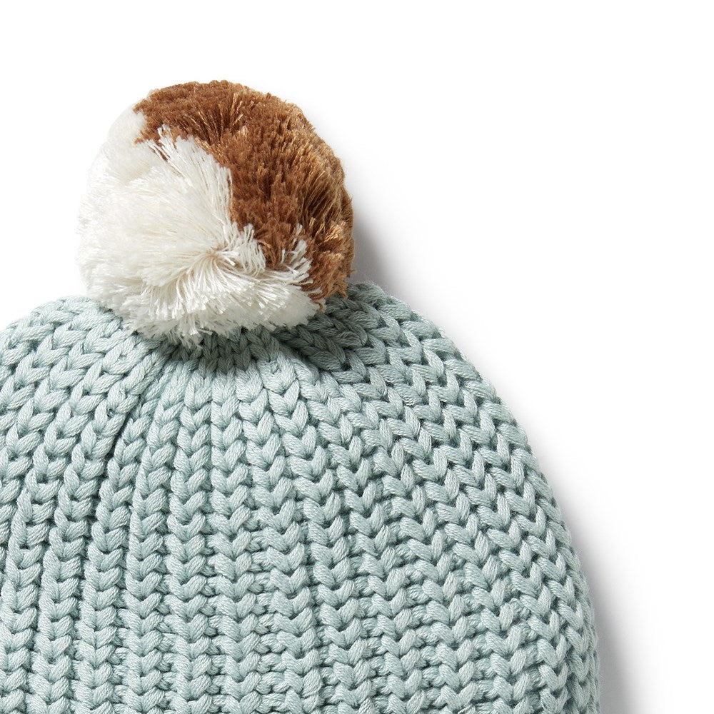 Organic Duck Egg Blue Knitted Hat for Women & Men - Soft Winter Beanie for Outdoor Activities, Hiking, and Casual Wear
