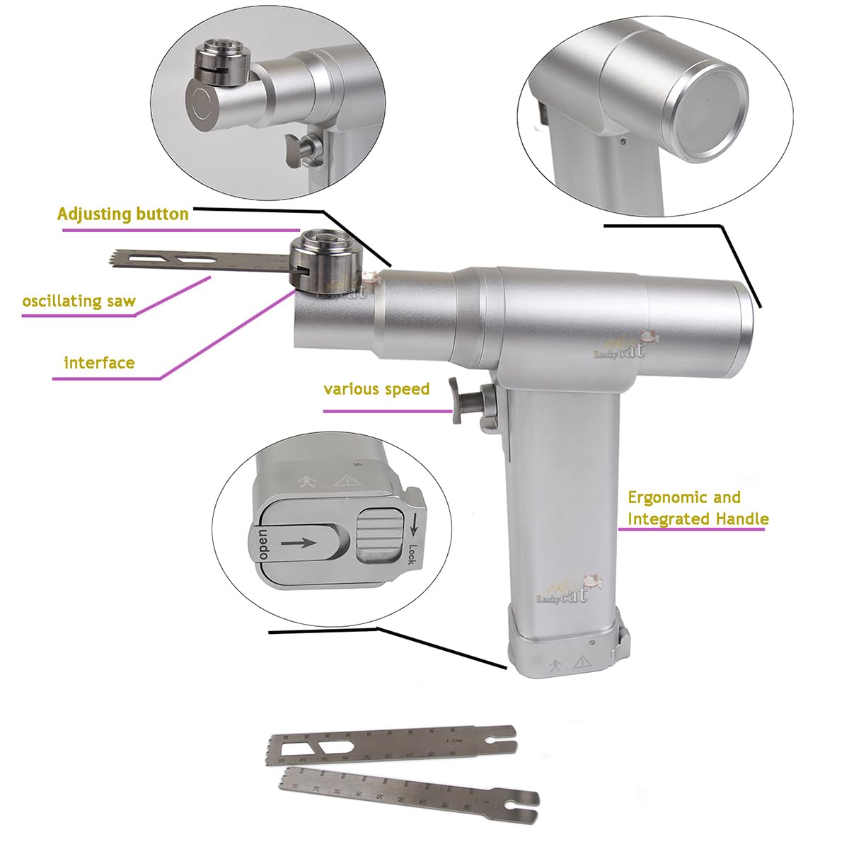 Electric Bone Cutting Oscillating Saw for Orthopedic Surgery & Veterinary Use - Sterilizable with Included Case - Ideal for Small Animal Surgery, Trauma Procedures & Emergency Vet Care