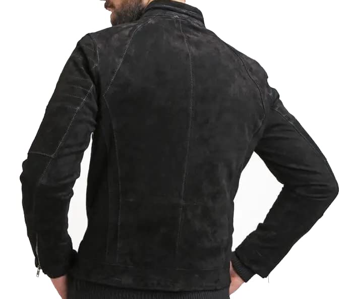Men's Black Suede Leather Biker Jacket - Stylish Motorcycle Jacket for Men | Perfect for Riding, Casual Wear & Outdoor Adventures