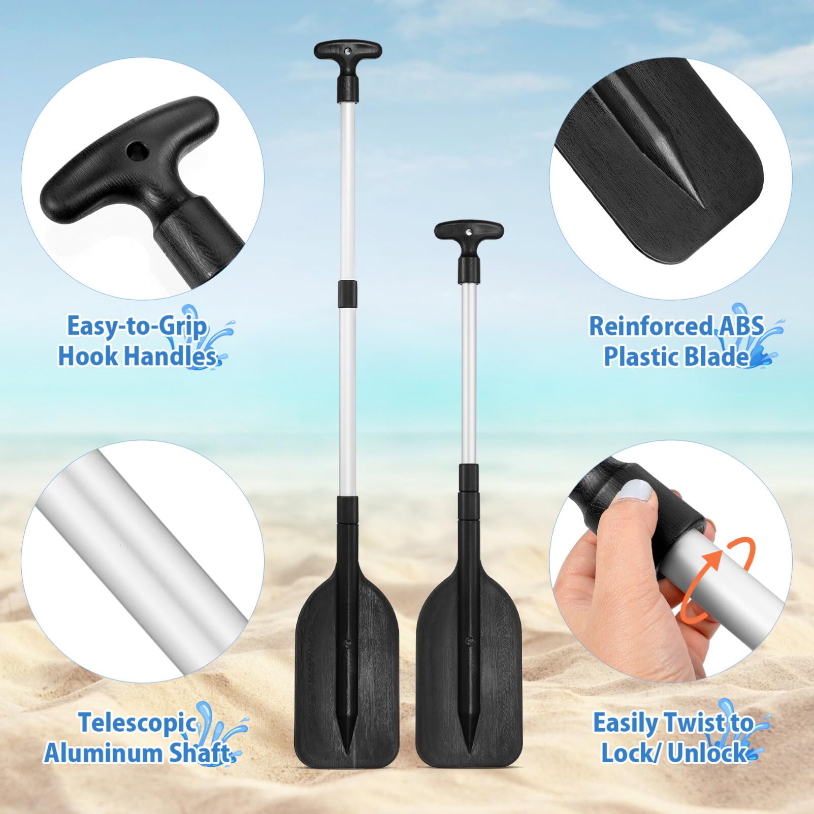 2 Pack Adjustable Aluminum Alloy Kayak Paddles - 21.06
