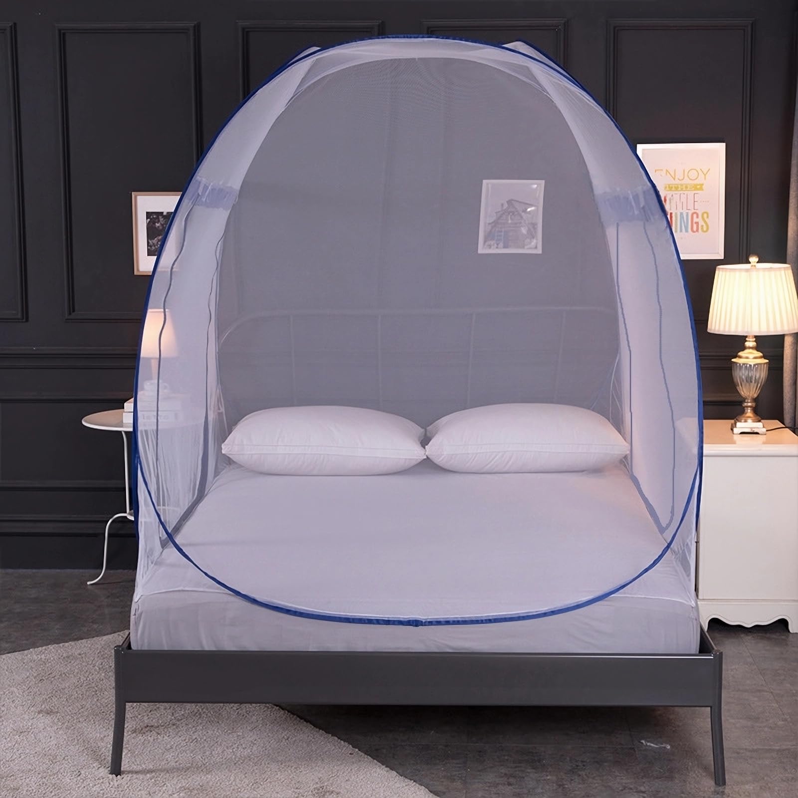 Pop Up Mosquito Net for Bed & Camping - Portable Travel Mosquito Tent with Double Entry, Folds to 17 Inches - Fits King/Queen Size Beds (71