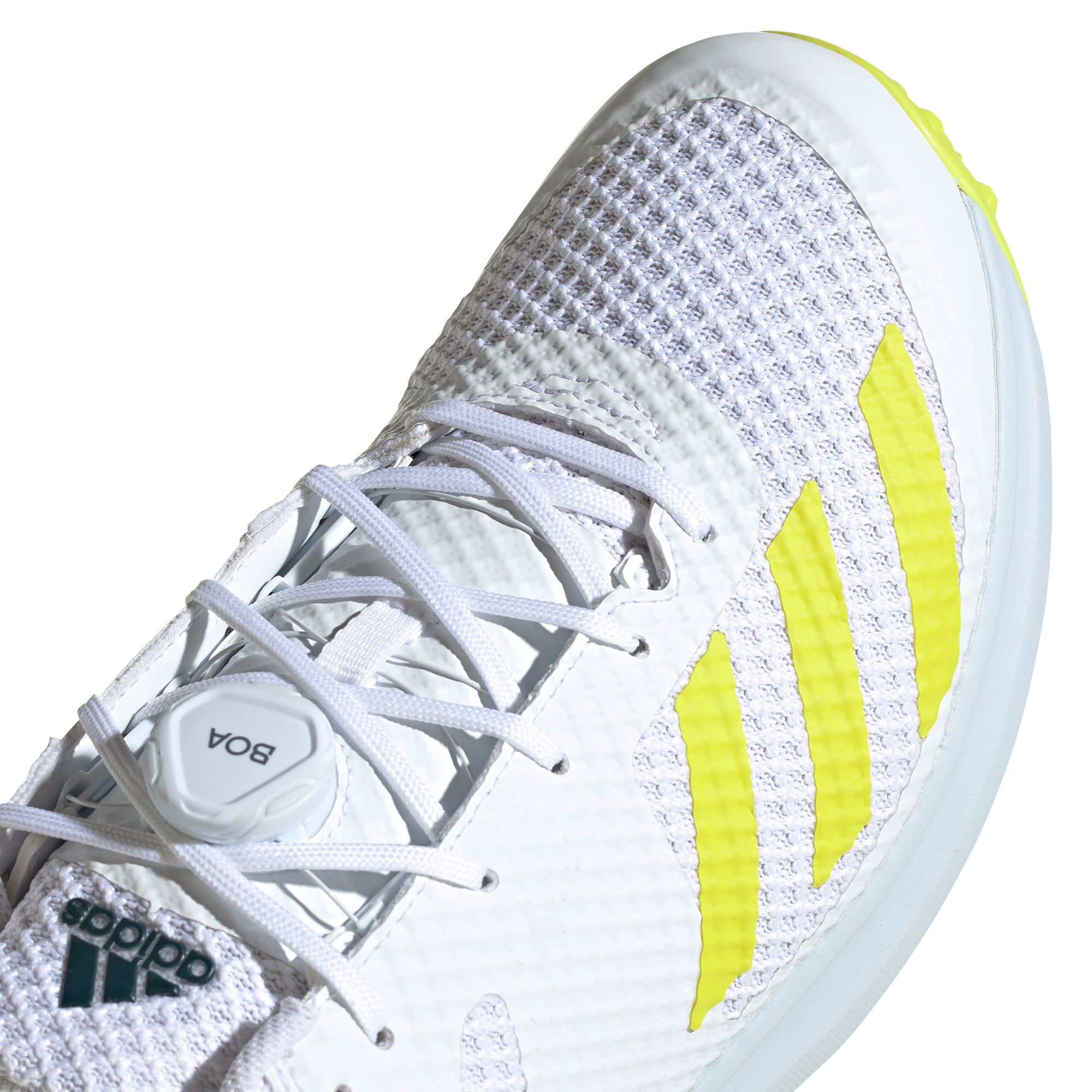 Adidas Adipower Vector MID Cricket Shoes - White & Yellow for Men | Lightweight & Durable for Professional Matches & Training