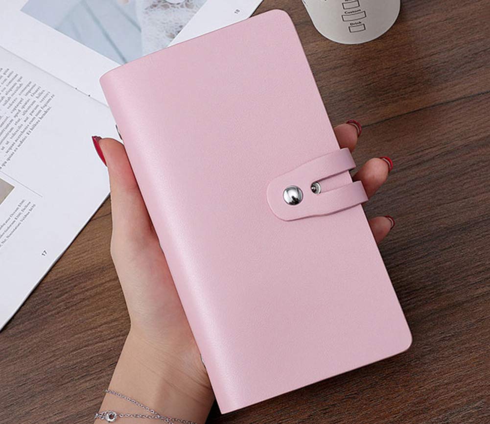 Premium JERLA RFID Blocking Leather Credit Card Holder - 96 Card Slots Business Card Organizer for Women & Men (Pink) | Ideal for Travel, Office & Everyday Wallet Protection