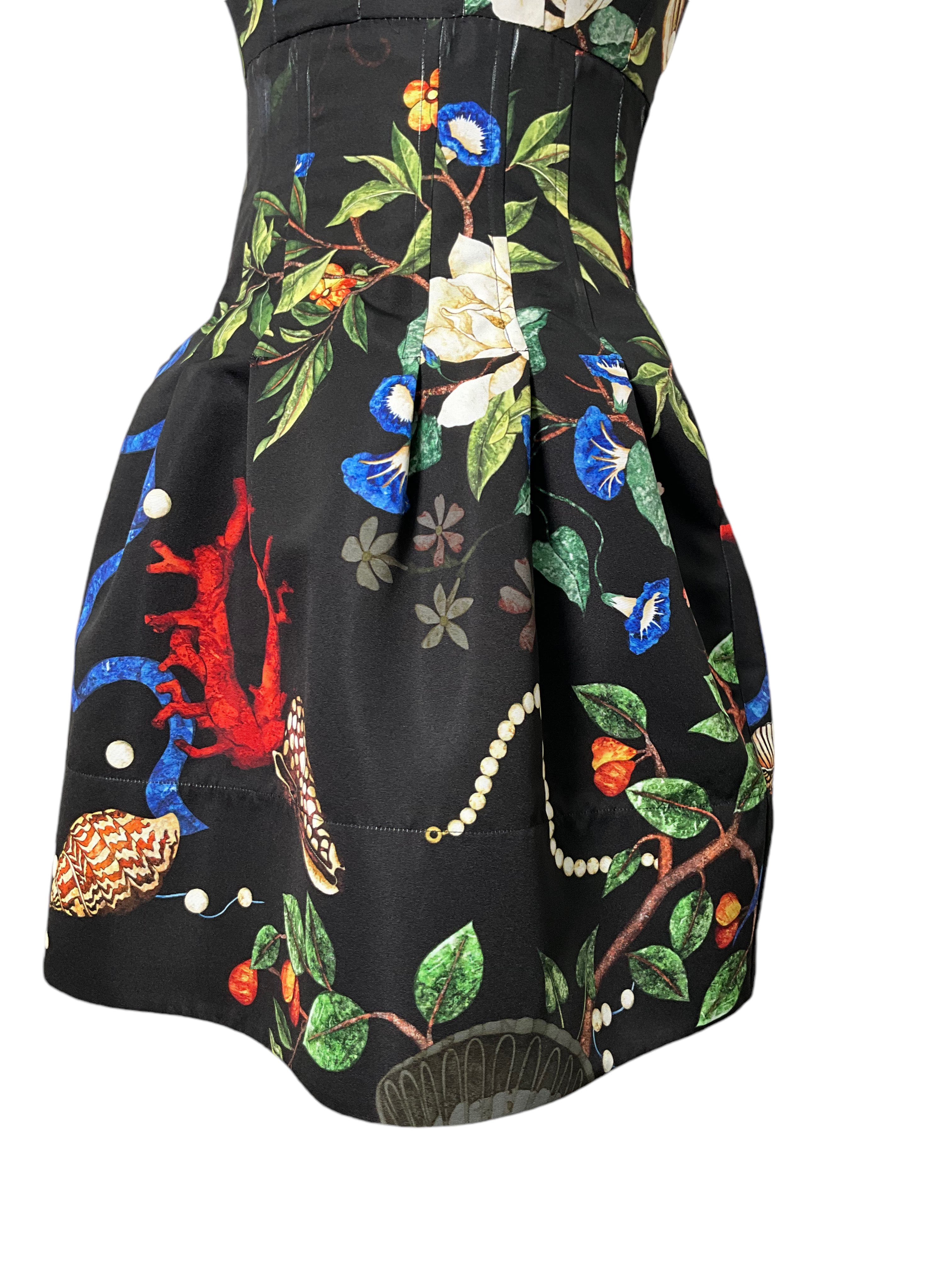 Oscar de la Renta Floral Print Sleeveless Summer Dress for Women - Size XXS - Perfect for Weddings, Parties & Beach Vacations