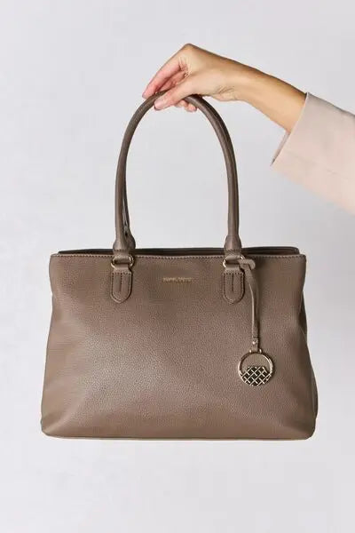 David Jones Structured Leather Handbag for Women - Premium Genuine Leather Tote Bag with Shoulder Strap - Perfect for Work, Travel & Everyday Use