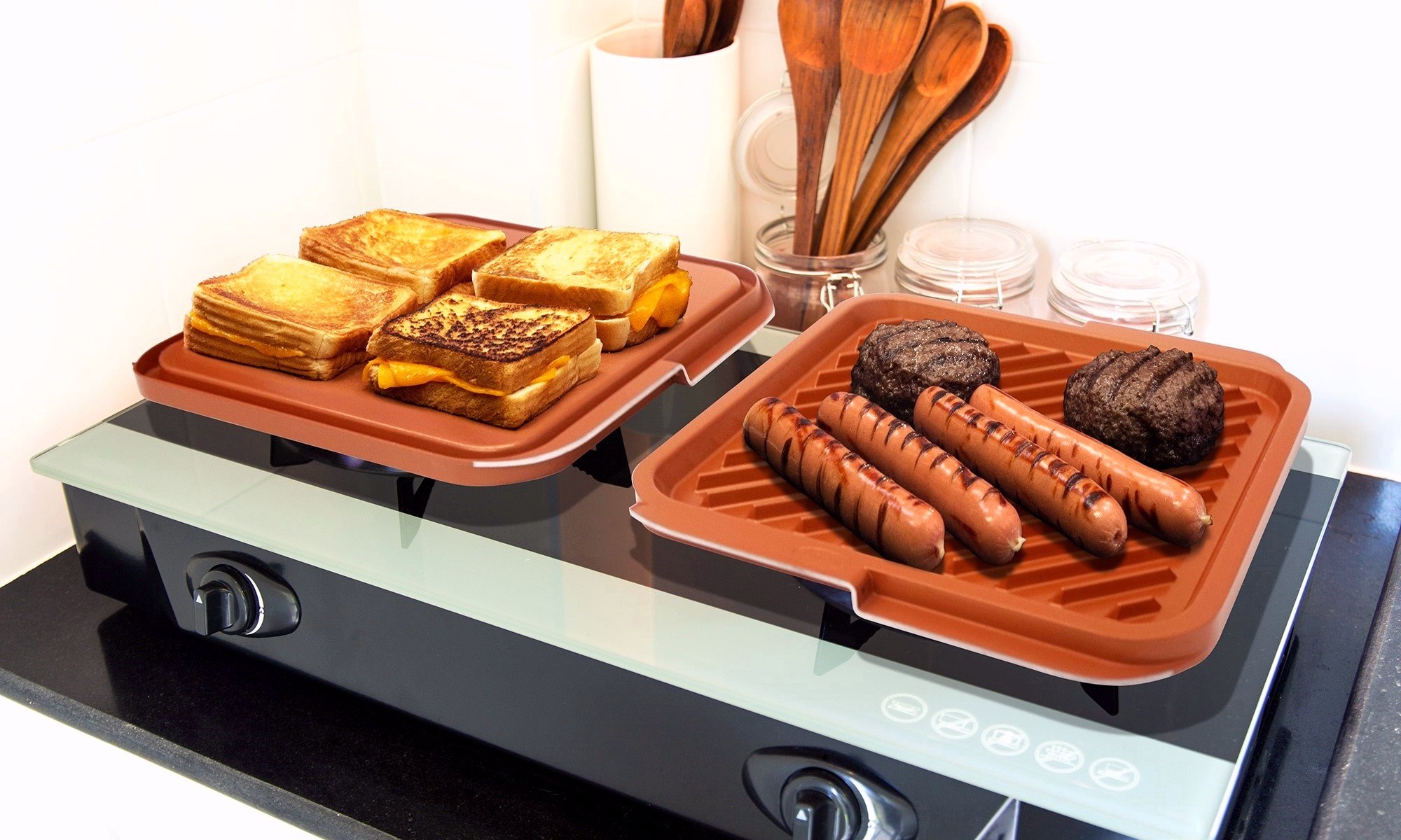 GOTHAM STEEL Nonstick Reversible Grill Griddle Pan - Ti-Cerama Coated Double Sided BBQ Griddle for Indoor & Outdoor Cooking - Perfect for Burgers, Steaks, Pancakes & More - As Seen on TV