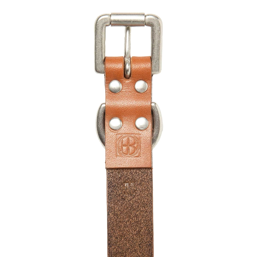 HOBO STUDDED ROLLER BUCKLE BELT - Genuine Cow Leather in Camel Color - Perfect for Casual Outfits, Rock Style & Everyday Wear