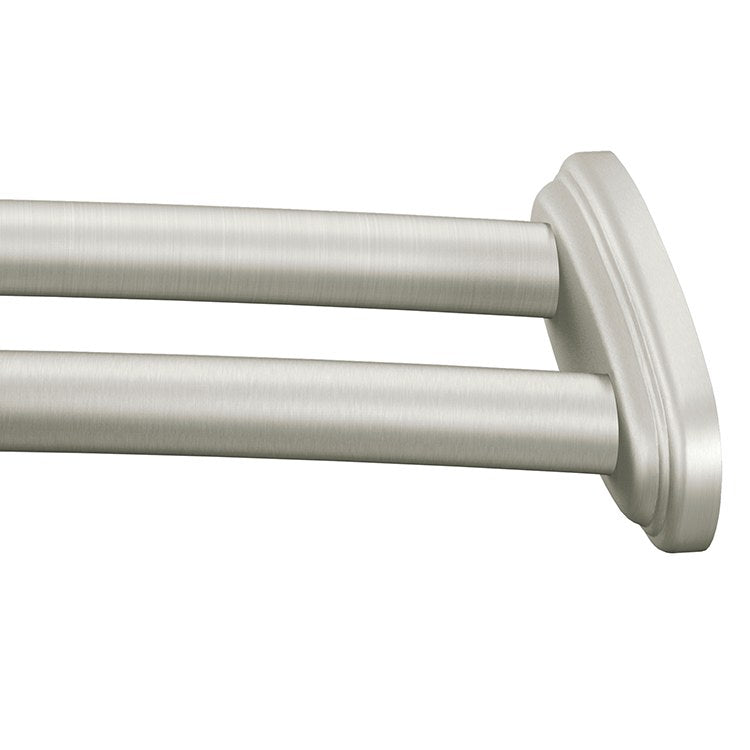 Adjustable Curved Stainless Steel Double Shower Rod with Concealed Mount Flanges - Perfect for Bathroom Organization & Space Saving Shower Storage
