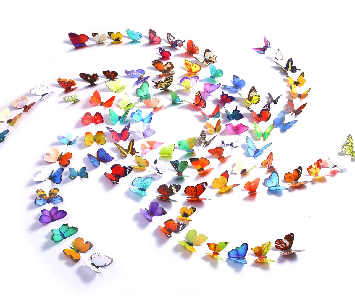 99Pcs 3D Butterfly Wall Decals - Removable Wall Stickers for Kids Room, Bedroom & Living Room Decor | DIY Home Mural Art for Nursery, Wedding & Party Decoration