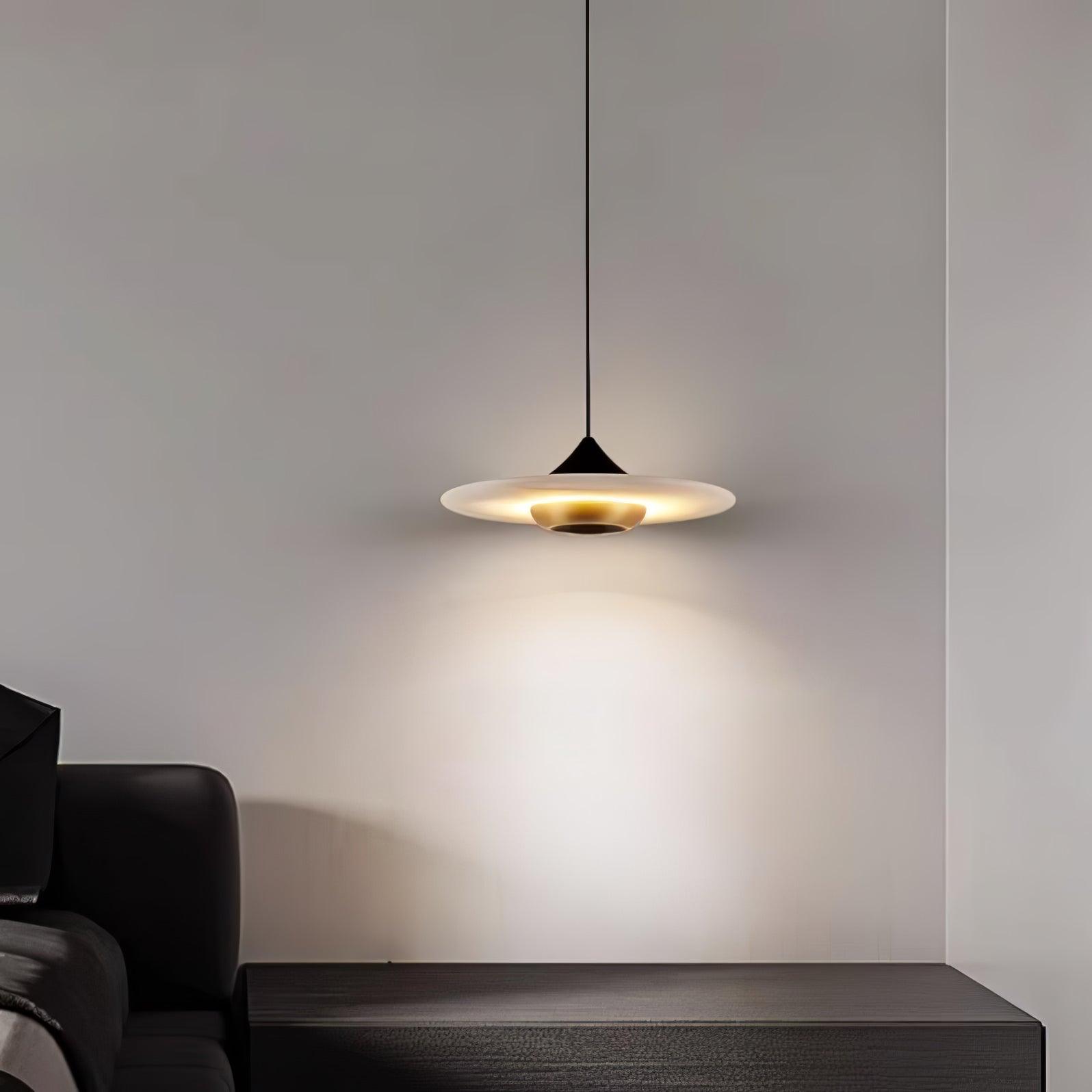 Modern UFO Flying Saucer Marble Pendant Light - Elegant Hanging Ceiling Lamp for Living Room, Dining Room, and Bedroom Decor