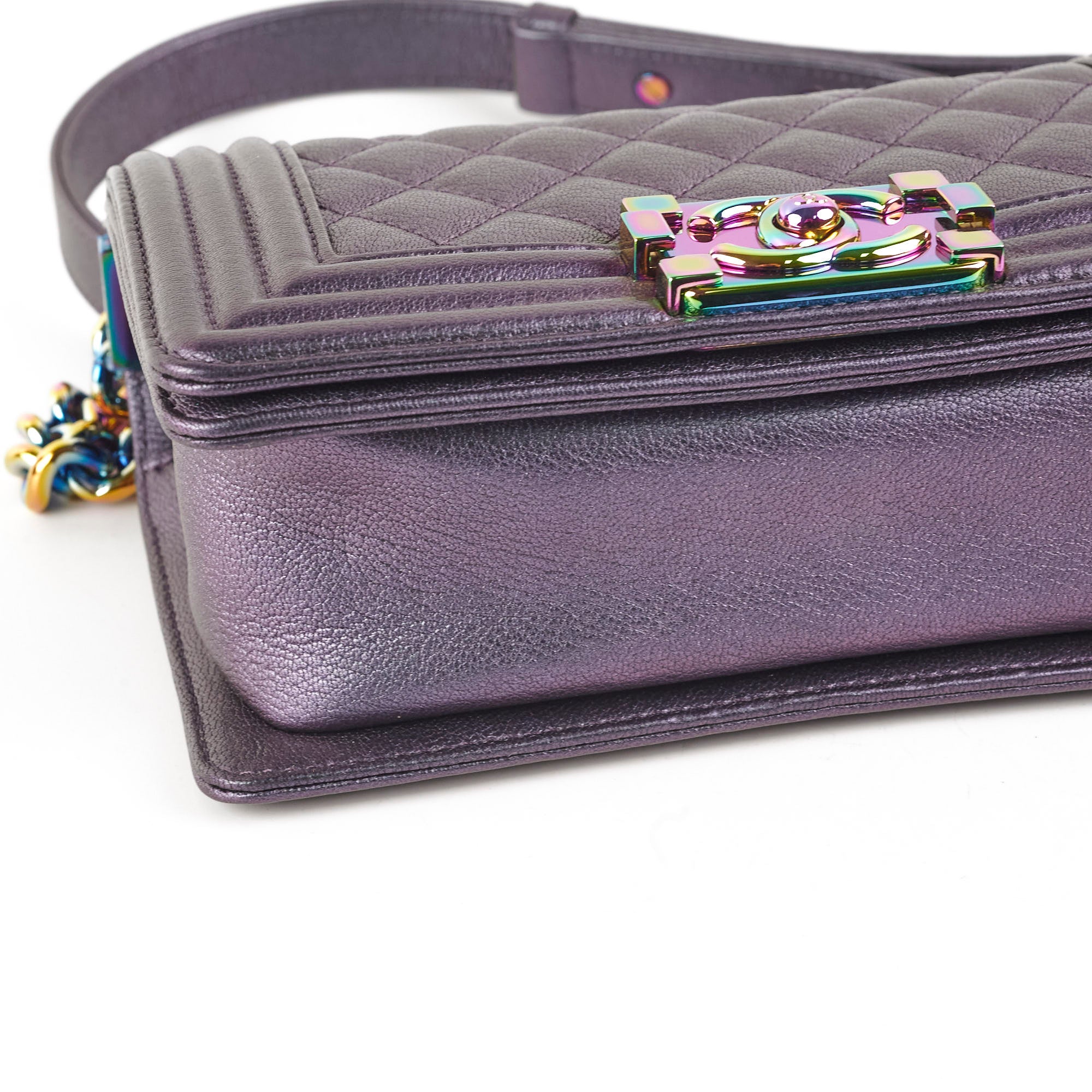 Chanel Small Boy Bag Mermaid Purple Iridescent Leather Crossbody Bag - 21 Series Luxury Handbag for Women, Perfect for Parties, Dating & Special Occasions