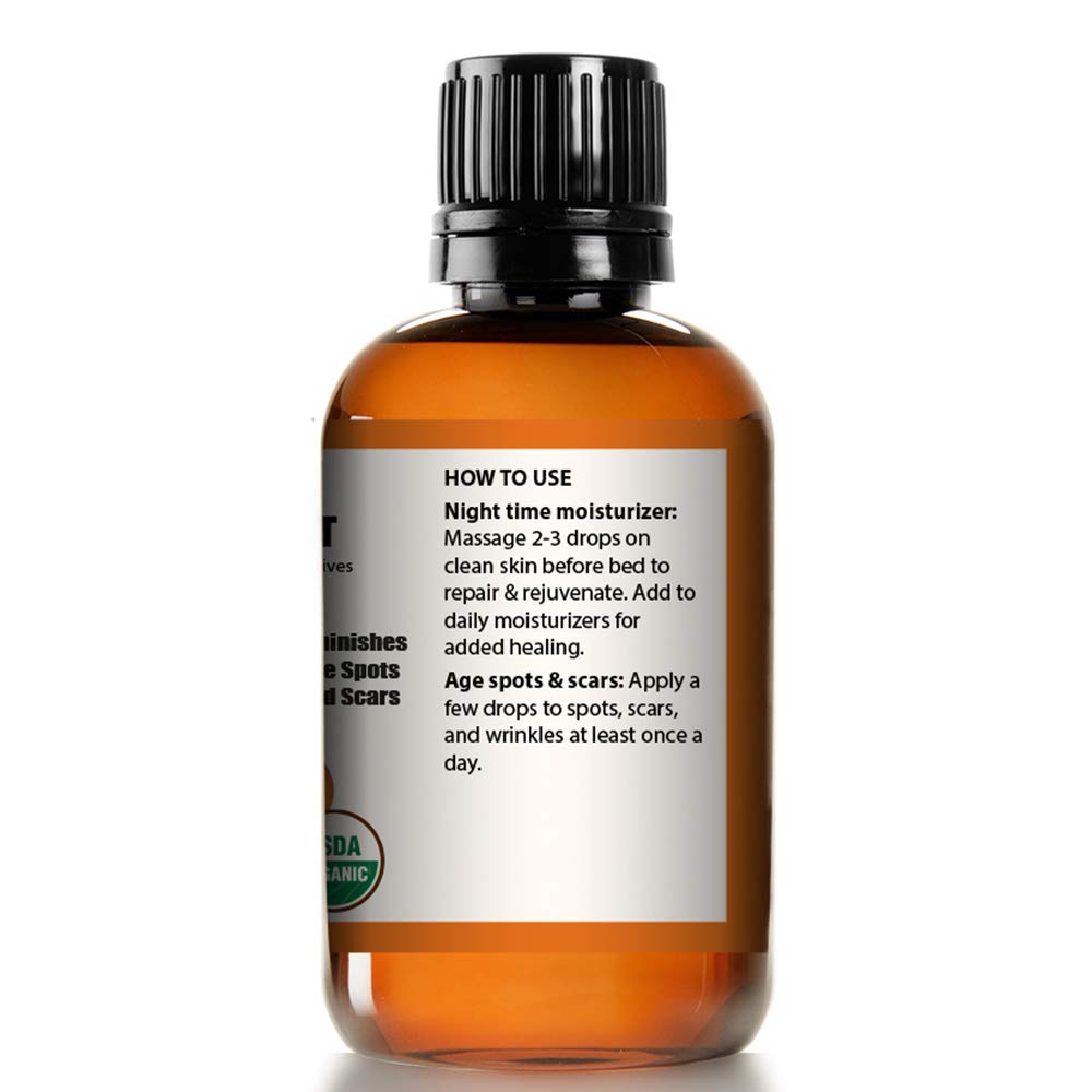 USDA Certified Organic Cold Pressed Unrefined Rosehip Seed Oil - Mayan's Secret AAA+ Grade Therapeutic Essential Oil for Face, Skin, Hair & Nails - Reduces Acne Scars & Wrinkles - Perfect for Nighttime Skincare & DIY Beauty Treatments