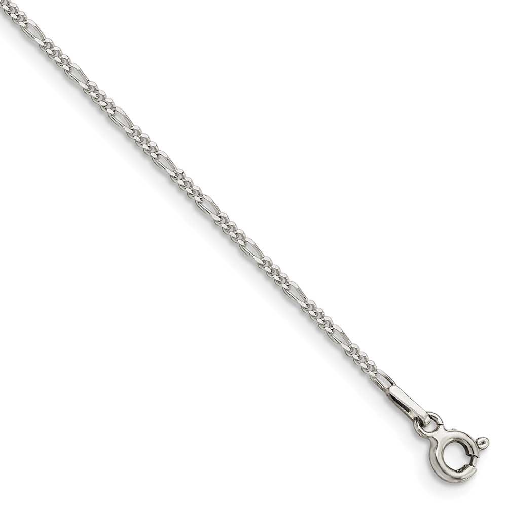 1.4mm Sterling Silver Figaro Chain Anklet for Women - Elegant Foot Jewelry for Beach, Party & Everyday Wear