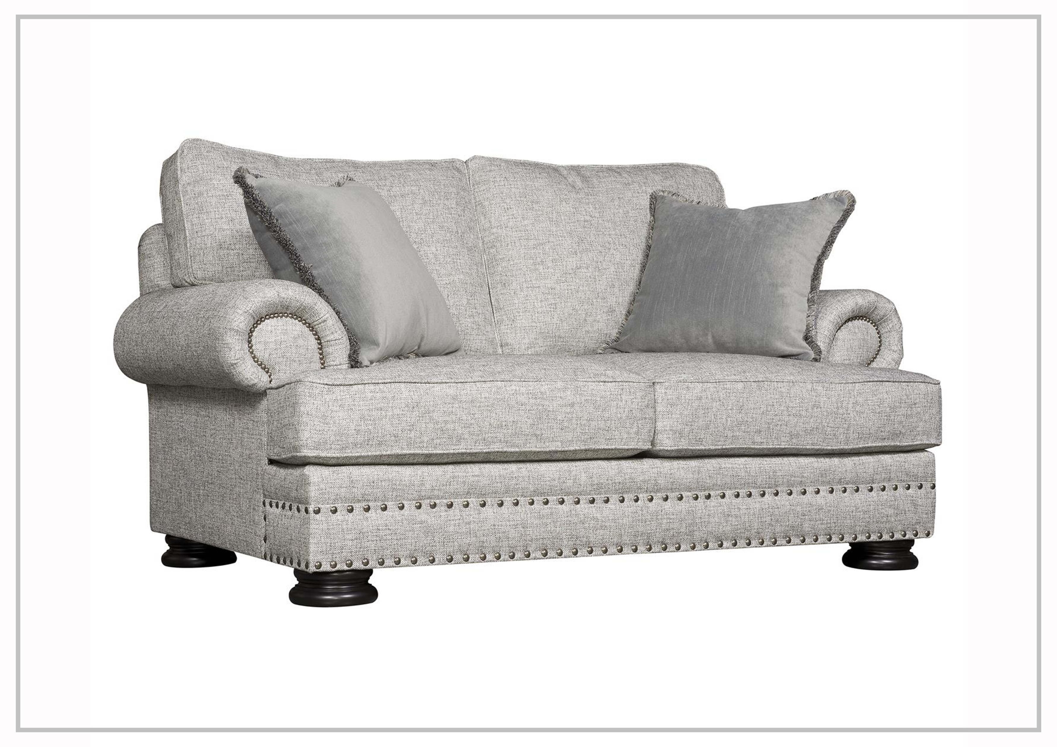 Bernhardt Foster Fabric Loveseat with Rolled Arms - Comfortable Small Sofa for Living Room, Bedroom, or Office Space