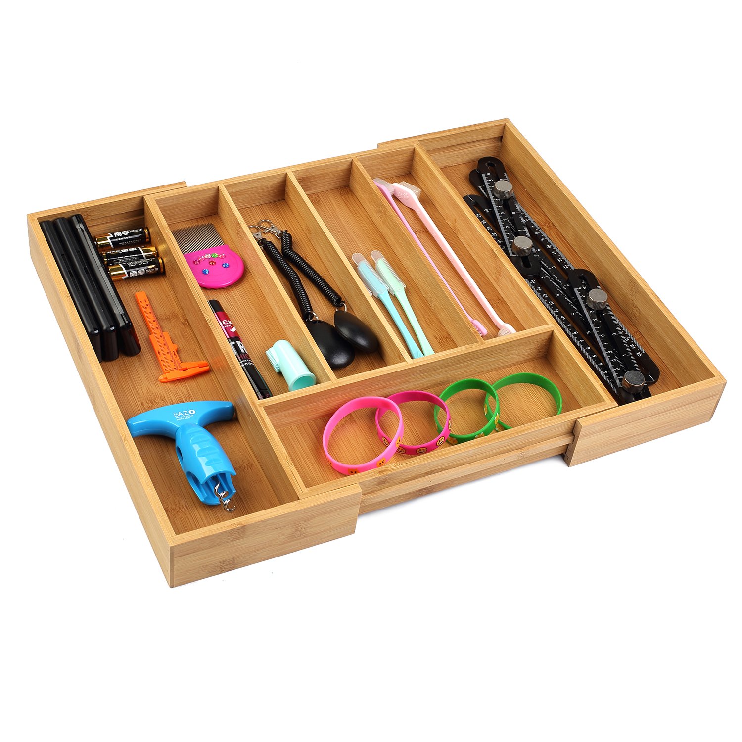 **Utoplike Bamboo Cutlery Tray & Silverware Organizer - Kitchen Drawer Divider for Knives, Utensils, Gadgets & Garage Tools - Office Supplies Storage Solution for Home & Office**    *(Perfect for organizing kitchen drawers, decluttering utensils, storing garage tools, or keeping office supplies neatly arranged.)*