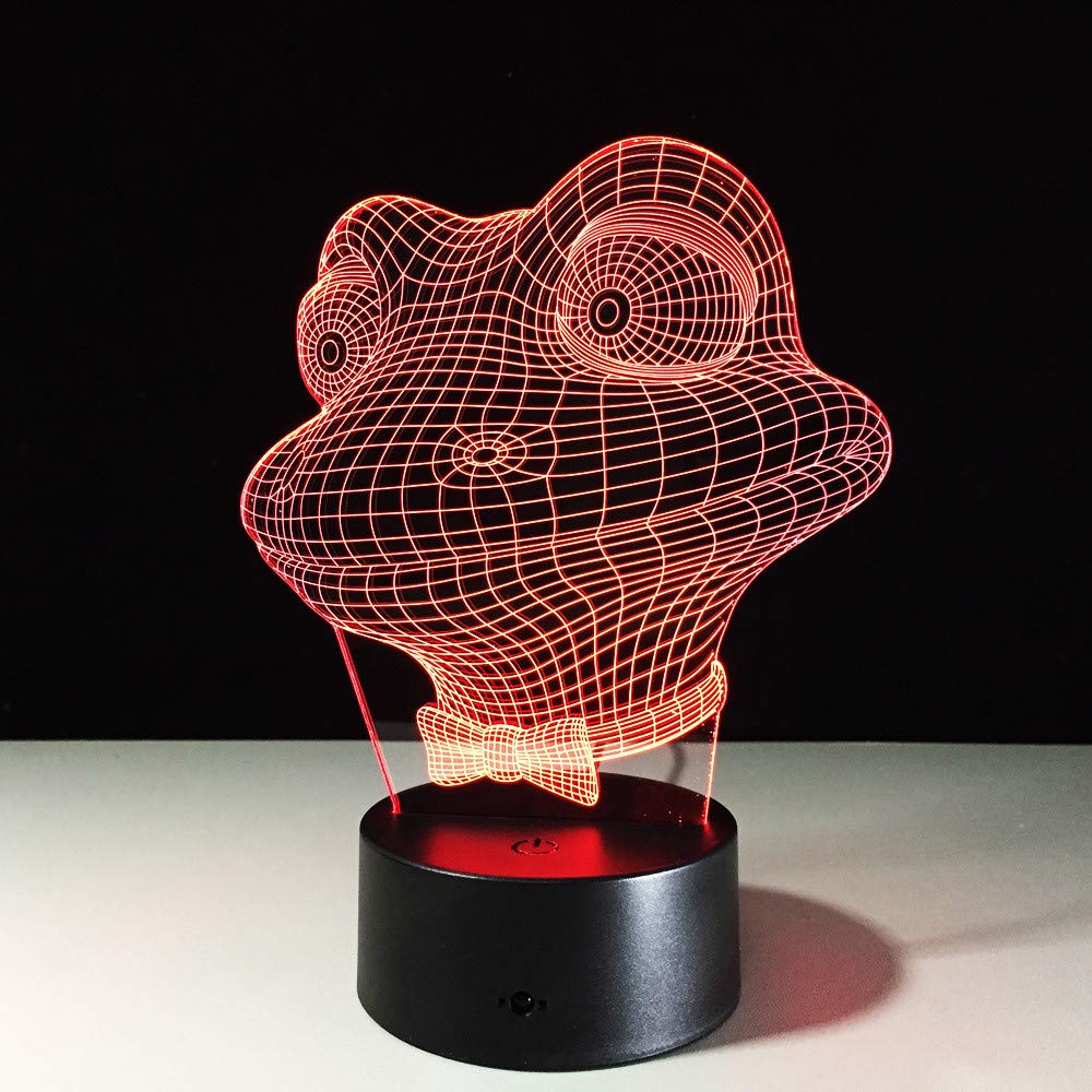 3D LED Frog Night Light - 7 Color Changing USB Table Lamp for Kids, Baby Nursery, Bedside, Christmas & Birthday Gifts - Perfect for Bedrooms, Nurseries, and Relaxing Nighttime Ambiance