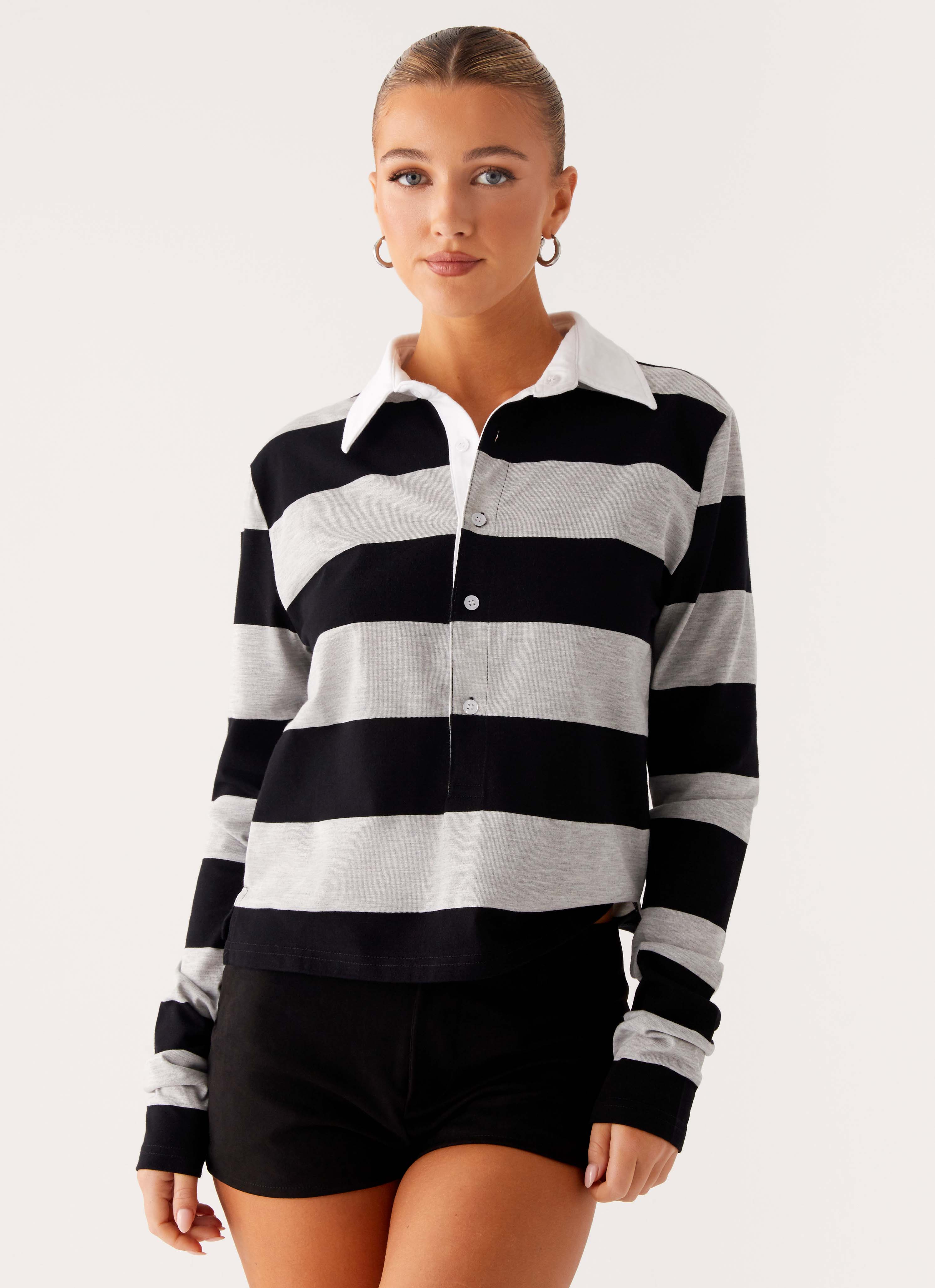 Beckett Polo Shirt for Men - Grey & Black Striped Casual Wear for Golf, Office, and Everyday Outfits