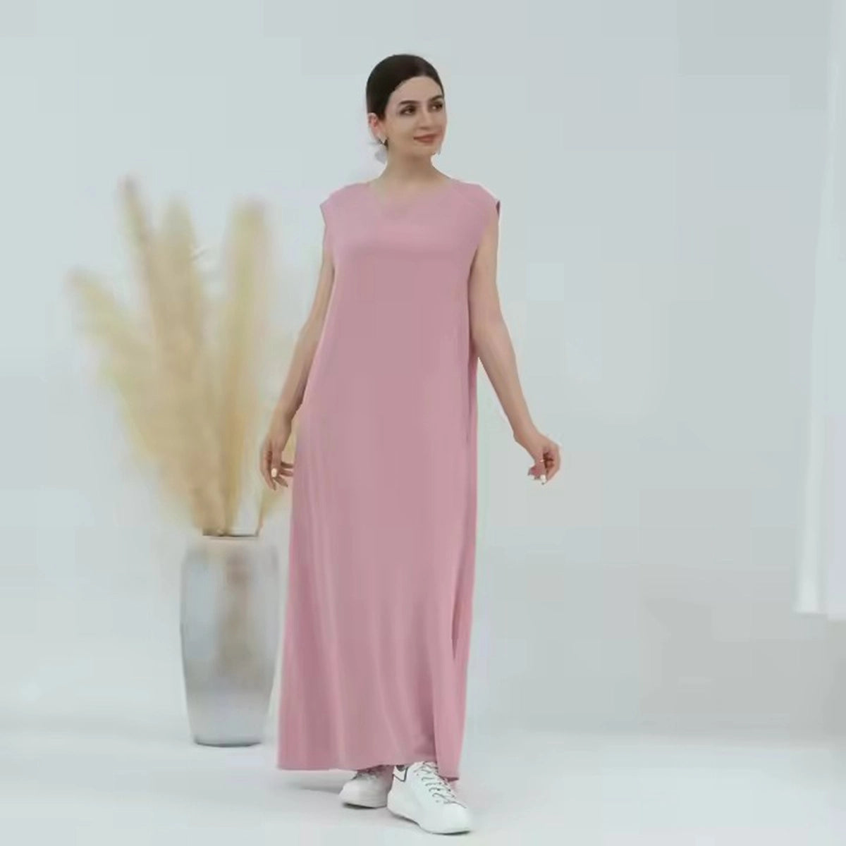 11 Color Options Muslim Women's Wrinkle-Free Underdress - Sleeveless Inner Slip for Modest Dressing | Perfect Under Abaya, Maxi Dress & Prayer Outfits