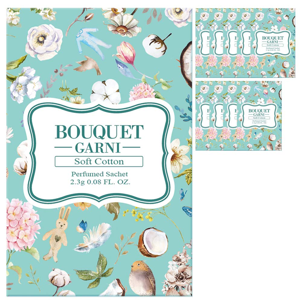 Premium 10-Pack Soft Cotton Sachets (2.3g Each) - Long-Lasting Fragrance for Home & Closet - Natural Odor Eliminator & Air Freshener - Silk Layered Packaging - Perfect for Drawers, Wardrobes, and Small Spaces