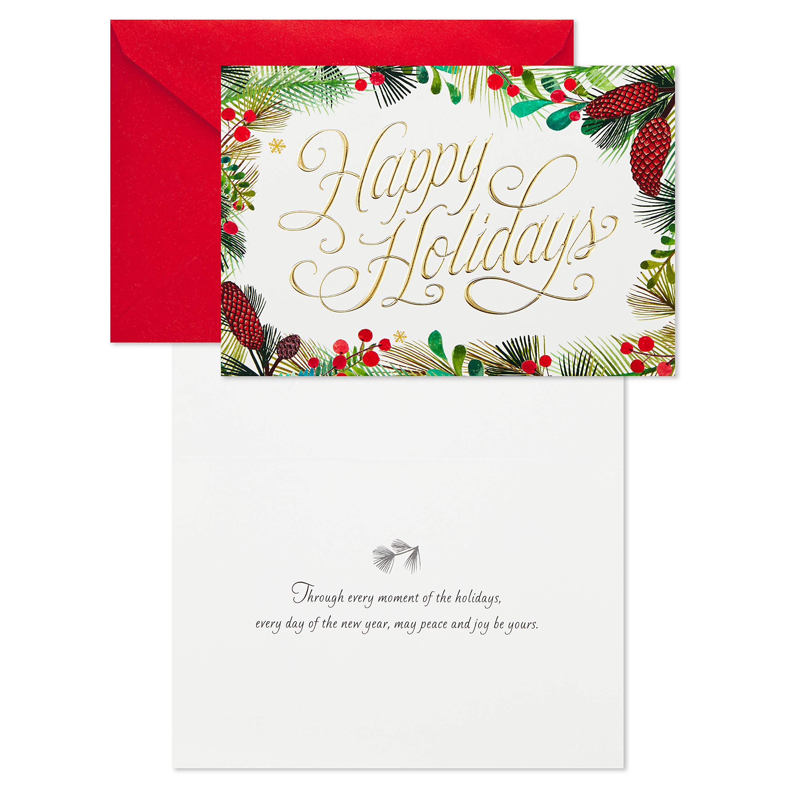 Hallmark Holiday Greeting Cards with Festive Greenery Design - Box of 40 Cards & Envelopes - Perfect for Christmas, Thanksgiving & Seasonal Celebrations