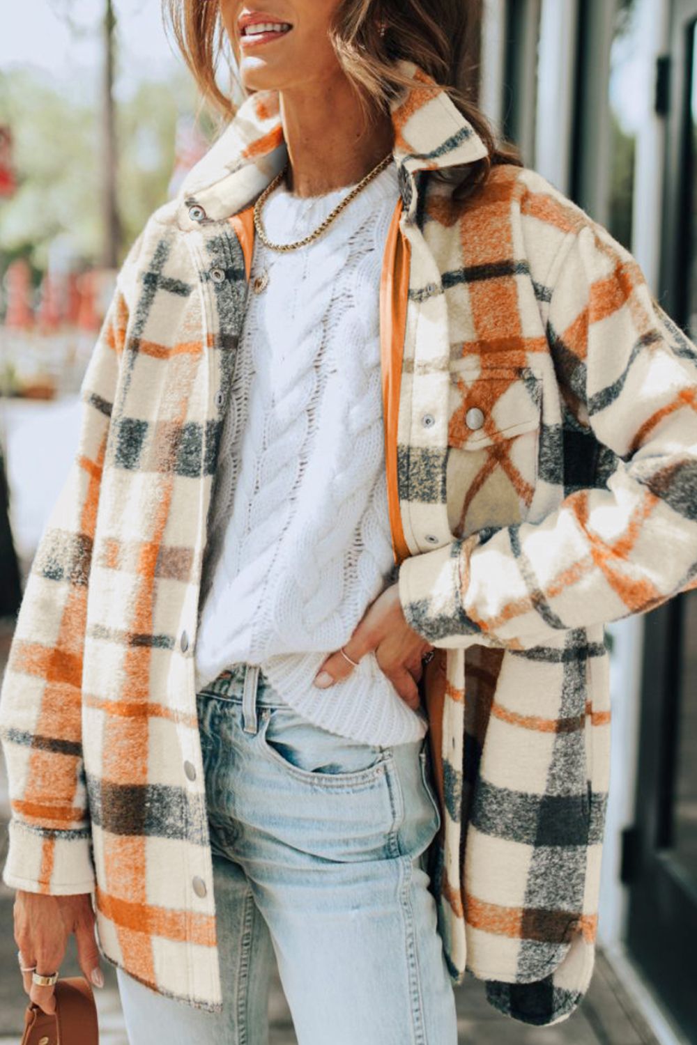 Plaid Snap Down Collared Shacket for Men & Women - Cozy Fleece-Lined Winter Jacket with Button Closure - Perfect for Outdoor Activities, Casual Wear & Layering in Cold Weather