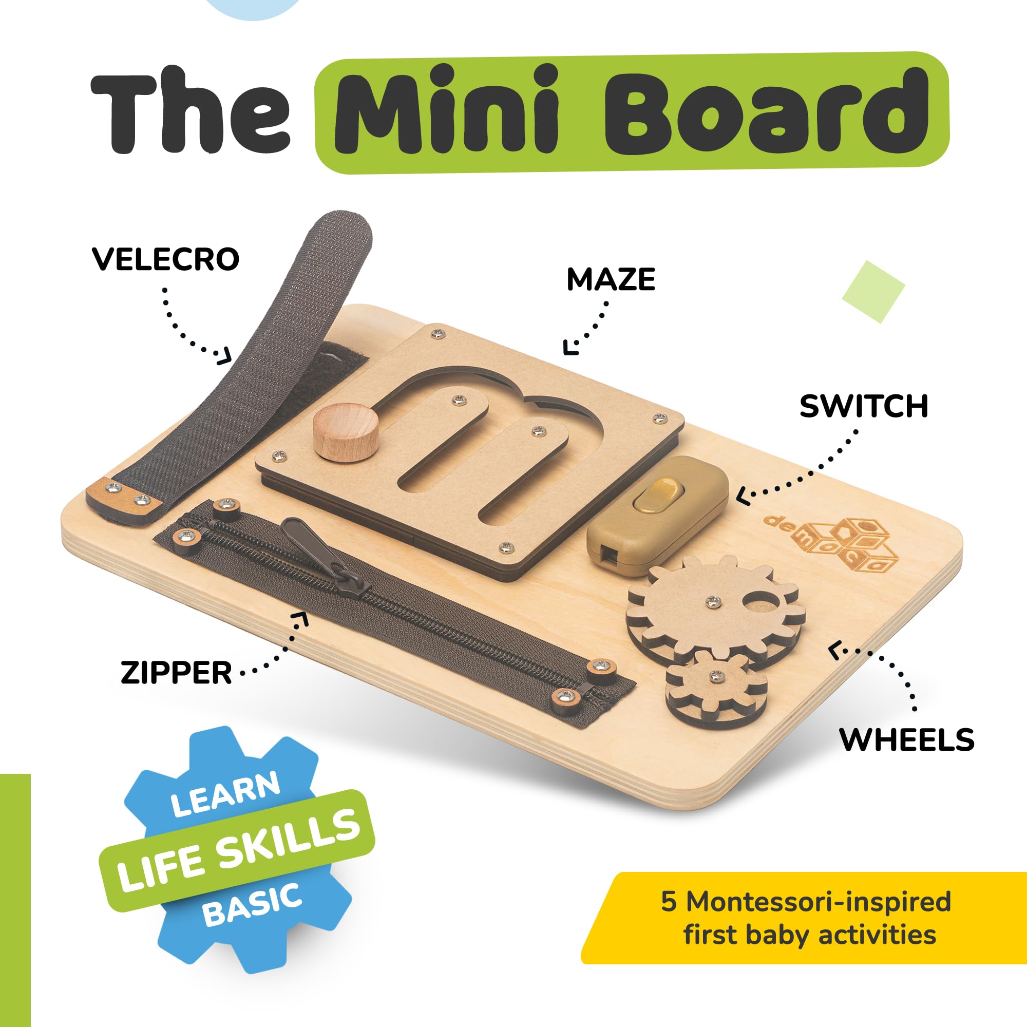 Montessori Busy Board for Toddlers 1-3 Years Old - Wooden Sensory Travel Toy with Educational Activities | Learning Toy for Airplane & Car Rides | Easter Gift for Boys & Girls