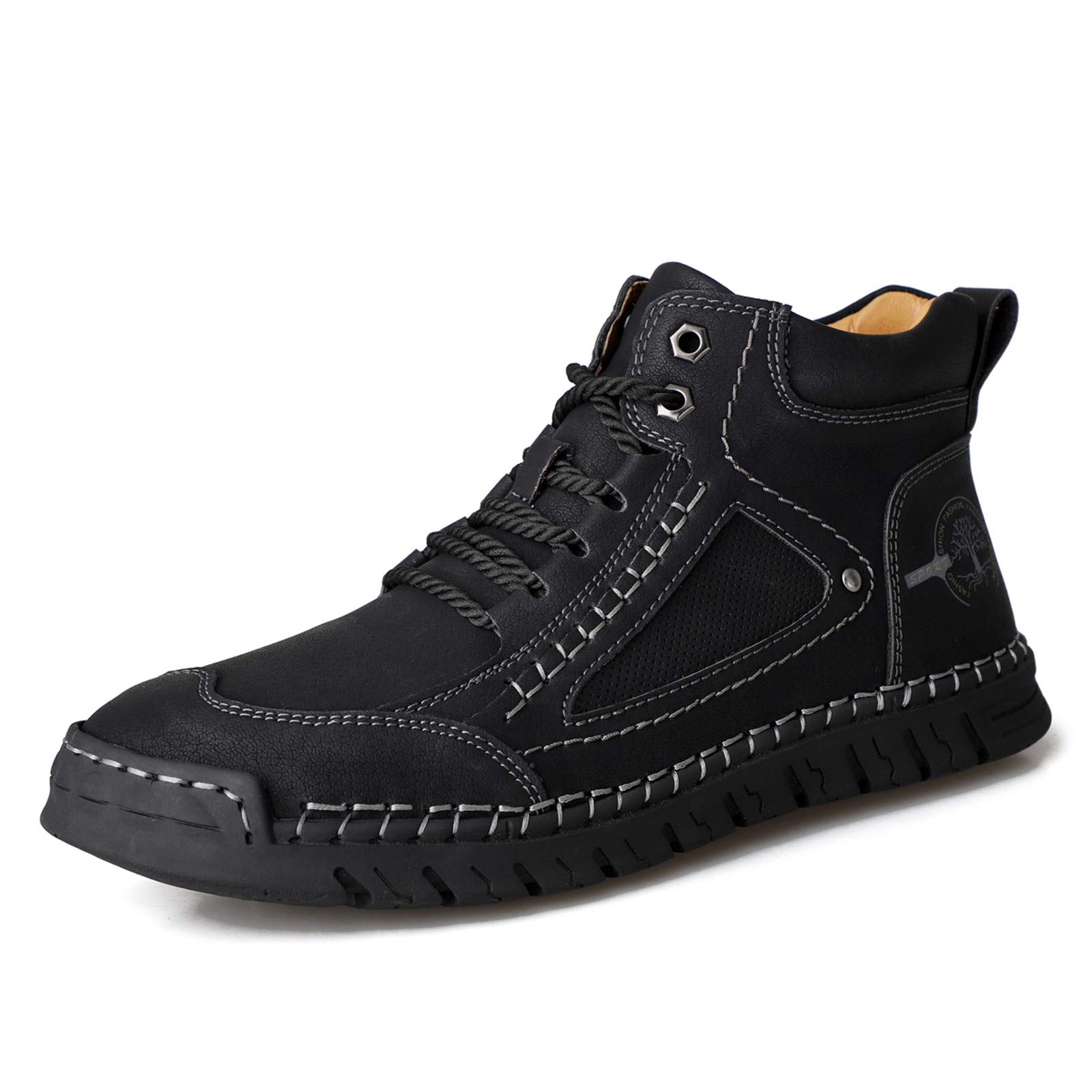 Men's Leather Chukka Boots - Casual Slip-On Dress Shoes with Hand Stitching | Comfortable Ankle Boots for Hiking, Walking & Everyday Wear