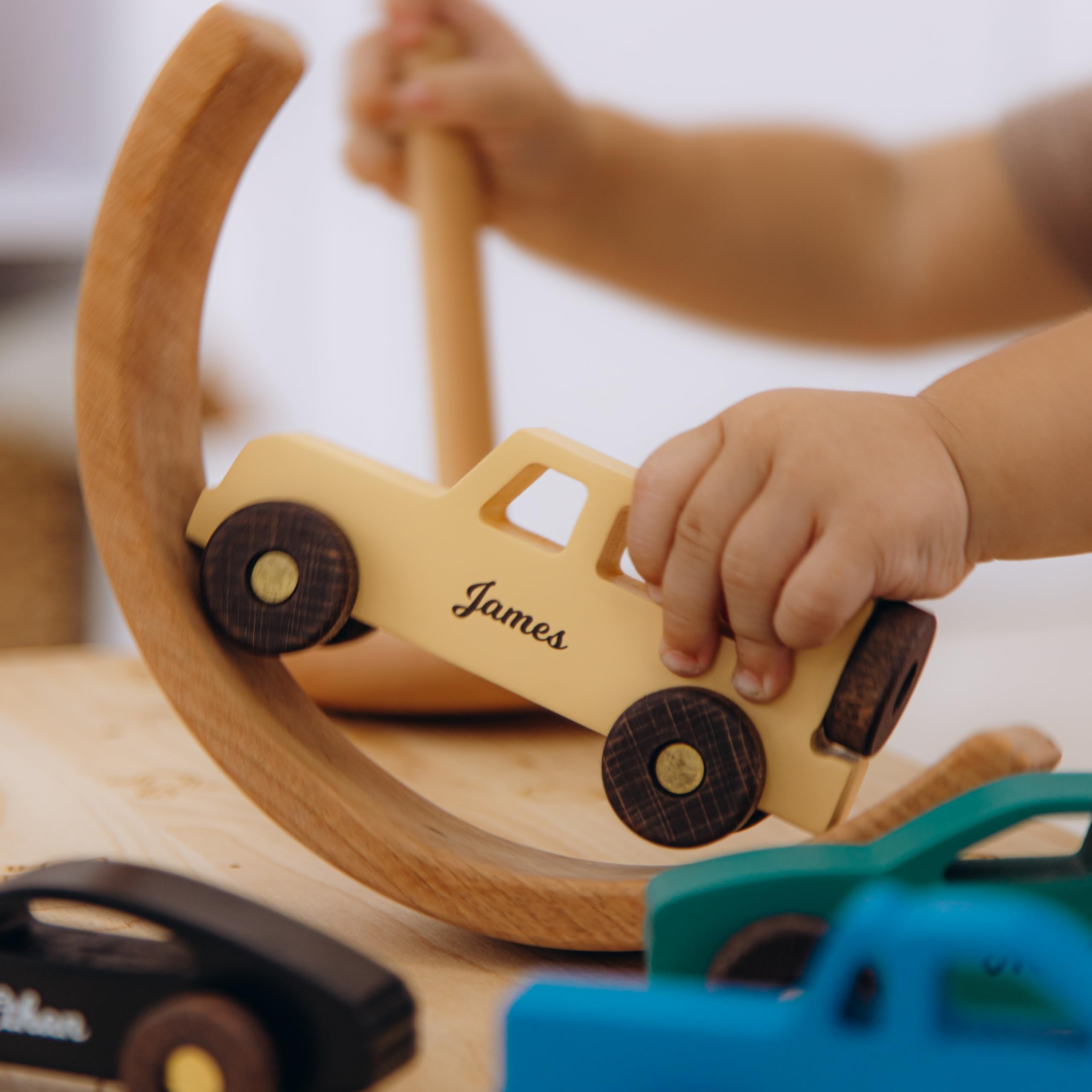 Personalized Name Wooden Toy Car for Toddlers - Unique Baby Shower & 1st Birthday Gift for Boys - Montessori Educational Learning Toy - Christmas Present for Kids - Perfect for Playtime, Early Childhood Development & Gift-Giving Occasions