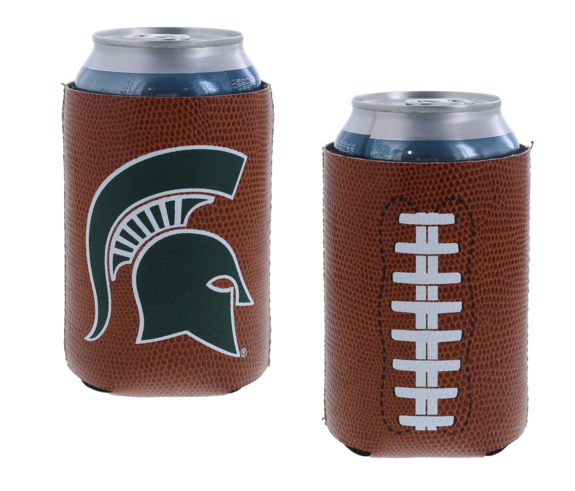 College Football Team Logo Pigskin Can Cooler Insulator Sleeve Holder Huggie 2-Pack - Keep Drinks Cold at Tailgate Parties & Game Days