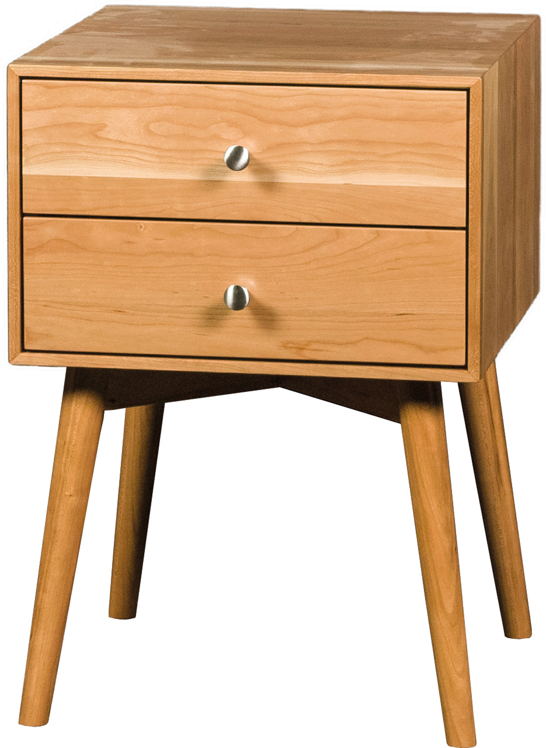 Hudson Hardwood 2-Drawer Nightstand - Solid Wood Bedside Table with Storage for Bedroom, Living Room & Guest Room