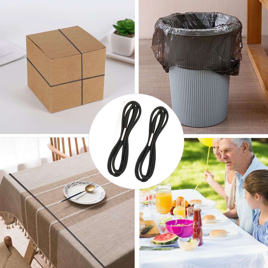 20Pcs Heavy Duty Bungee Grips Elastic Bands - Secure Tablecloth Straps for Outdoor Dining, Picnic, Camping, Wedding & Party - Black Table Bungee Clips for Kitchen, Restaurant & Event Decor