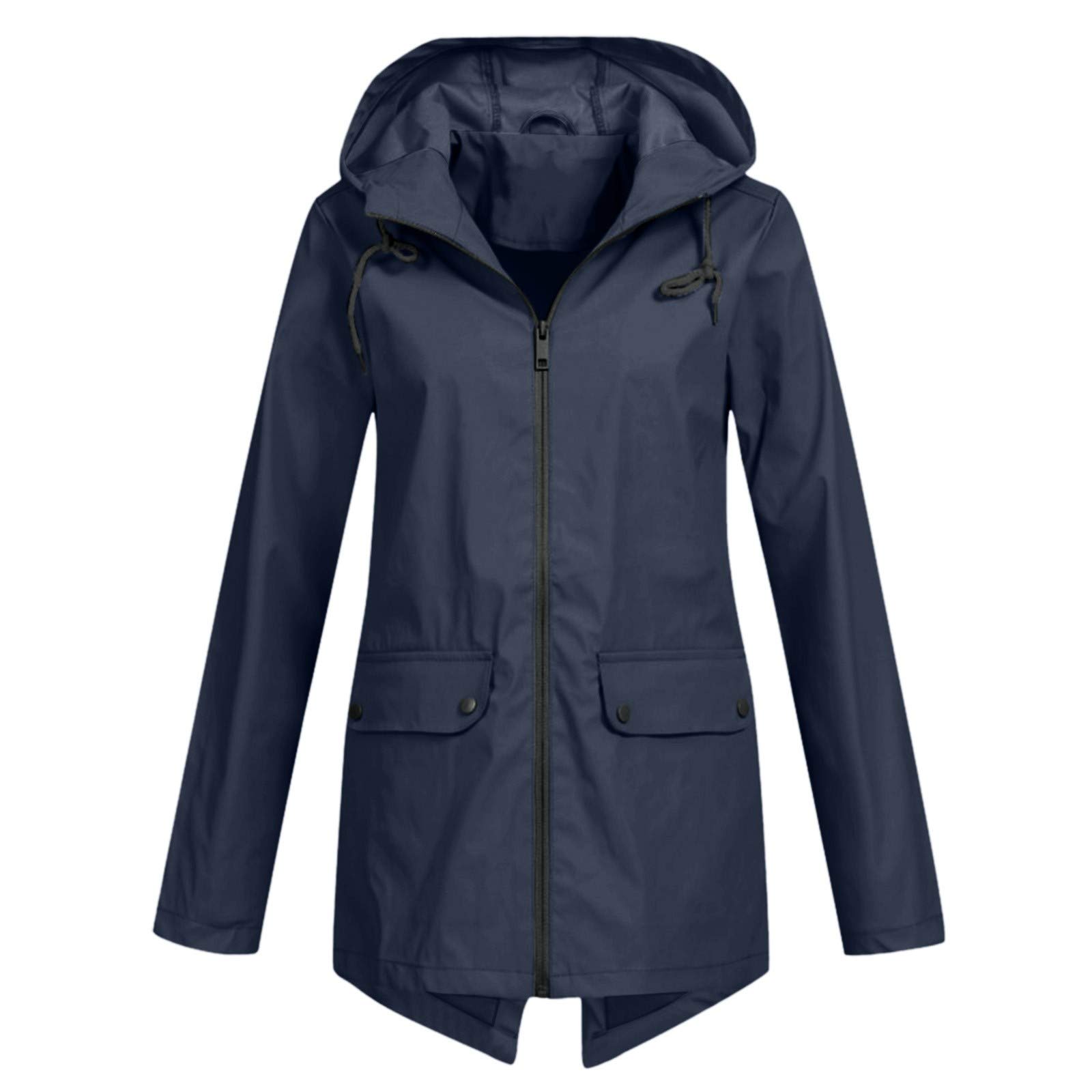 Waterproof Windproof Women's Long Hooded Raincoat - Solid Color Outdoor Jacket for Hiking, Camping & Everyday Wear