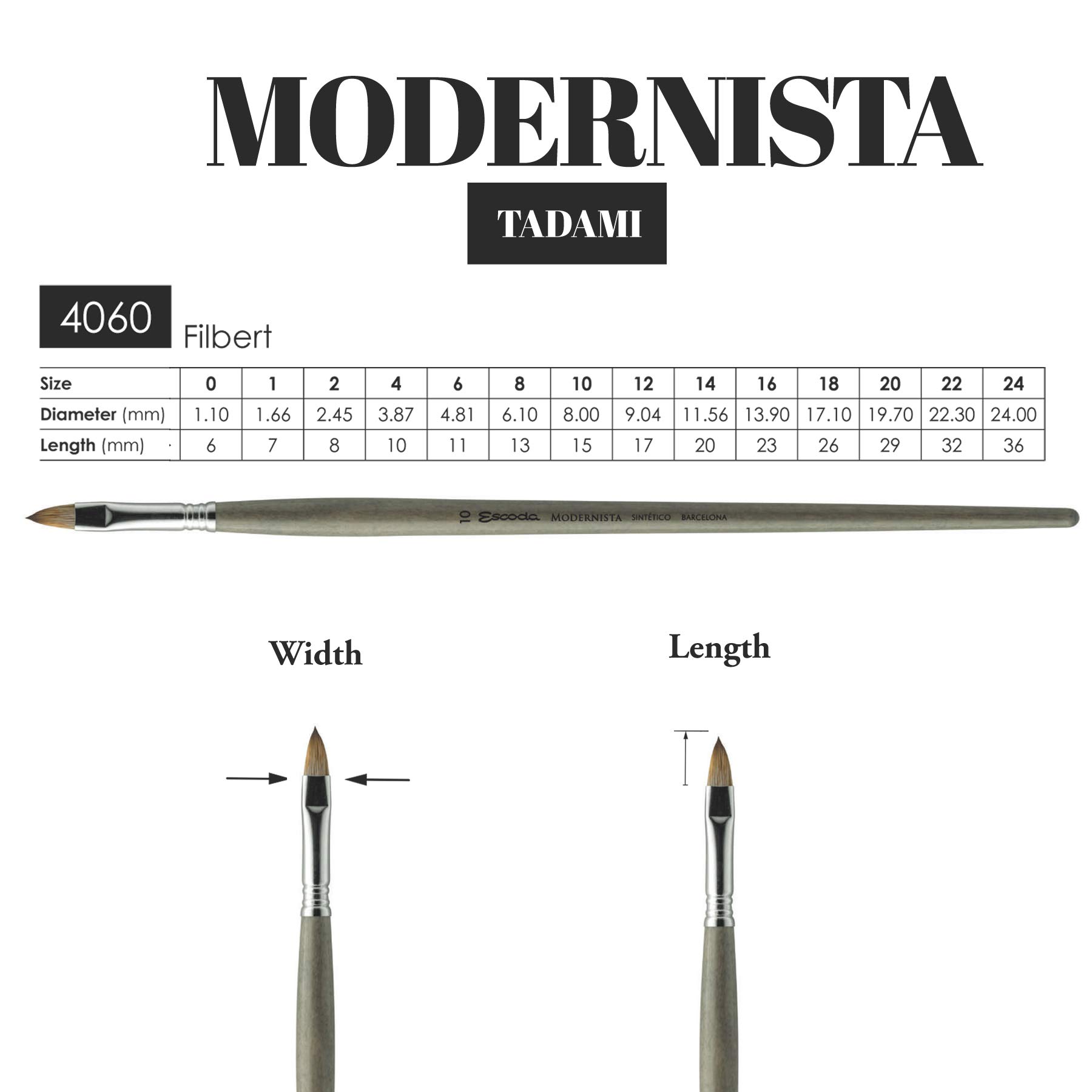Escoda Modernista Series Artist Paint Brush - Size 20 Filbert for Oil & Acrylic Painting - Professional Long Handle Paintbrush for Canvas, Portrait & Fine Art - Perfect for Artists & Beginners