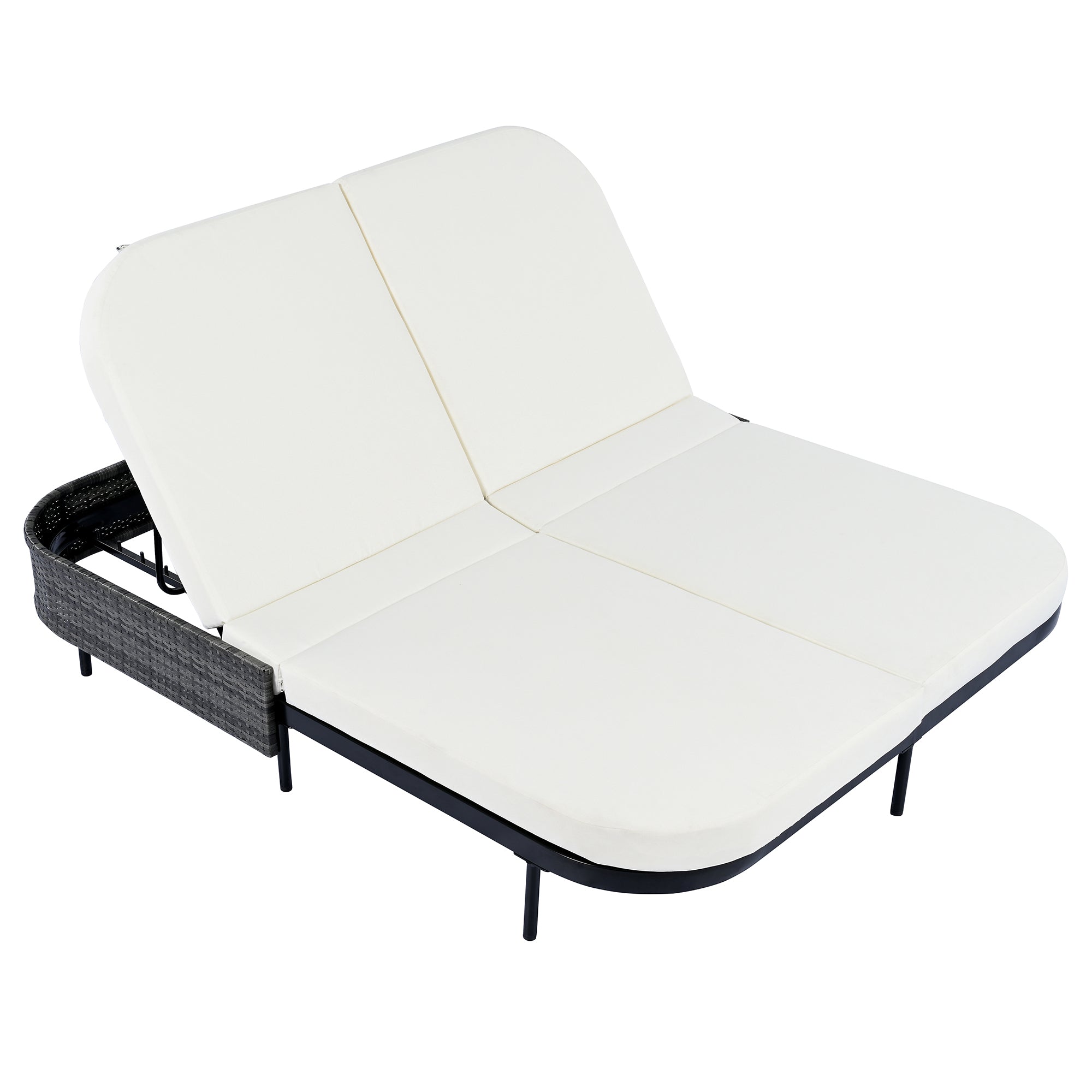 Outdoor Rattan Daybed with 5-Position Adjustable Backrest & Removable Cushions - Perfect for Patio, Garden, Backyard and Poolside Relaxation