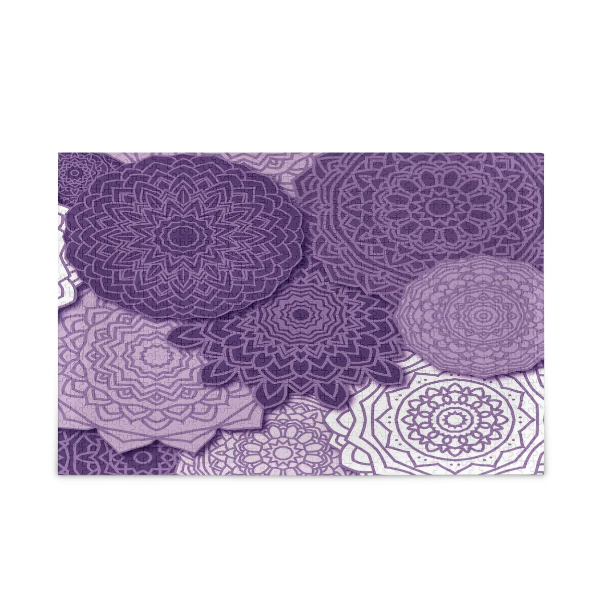 500 Piece Mandala Boho Jigsaw Puzzle for Adults & Kids - Challenging & Fun Brain Teaser Game - Perfect for Family Game Night, Stress Relief & Home Decor (Purple Design)