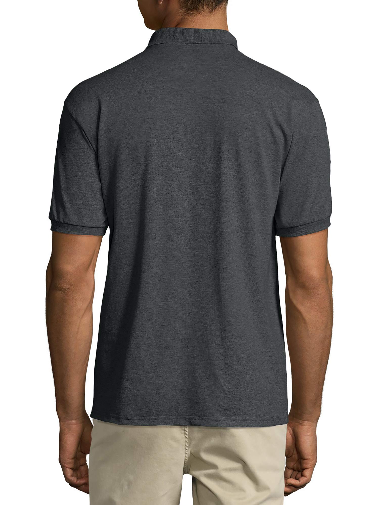 2 Pack Men's Charcoal Polo Shirts with Collar & Pocket - Breathable Cotton Casual Shirts for Golf, Work & Everyday Wear