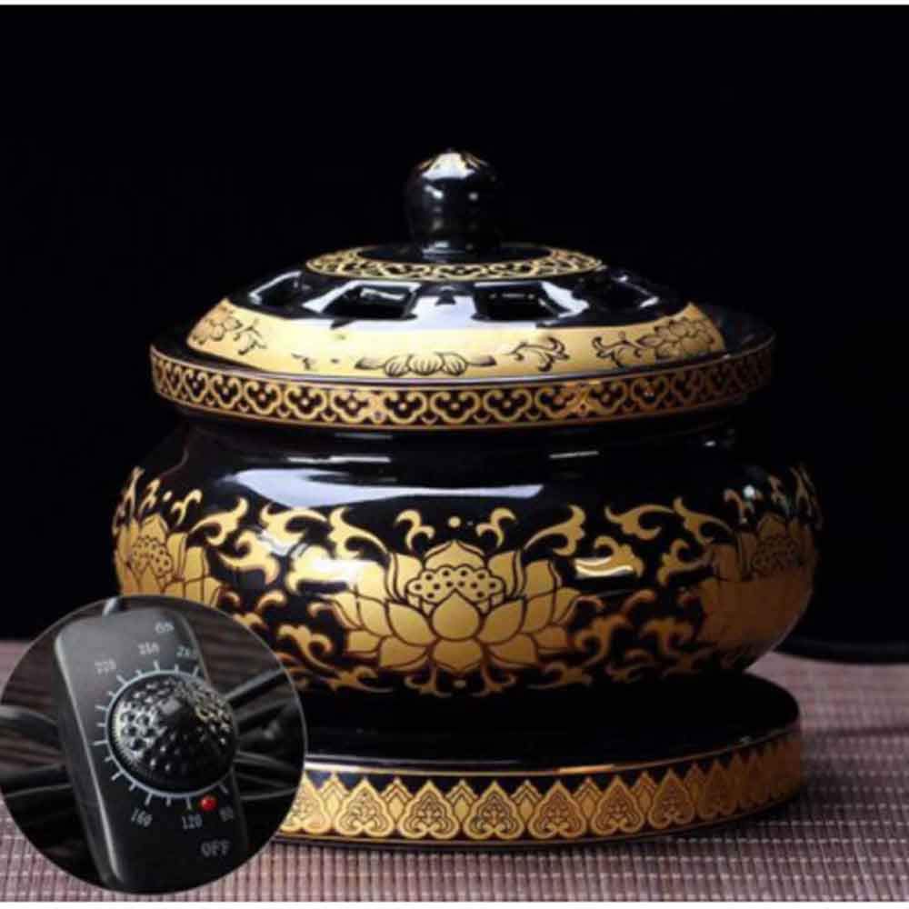 Premium Automatic Timing Aroma Diffuser - 110V Adjustable Temperature Essential Oil Burner with Frankincense Resin for Home Aromatherapy | Perfect for Yoga, Meditation & Stress Relief