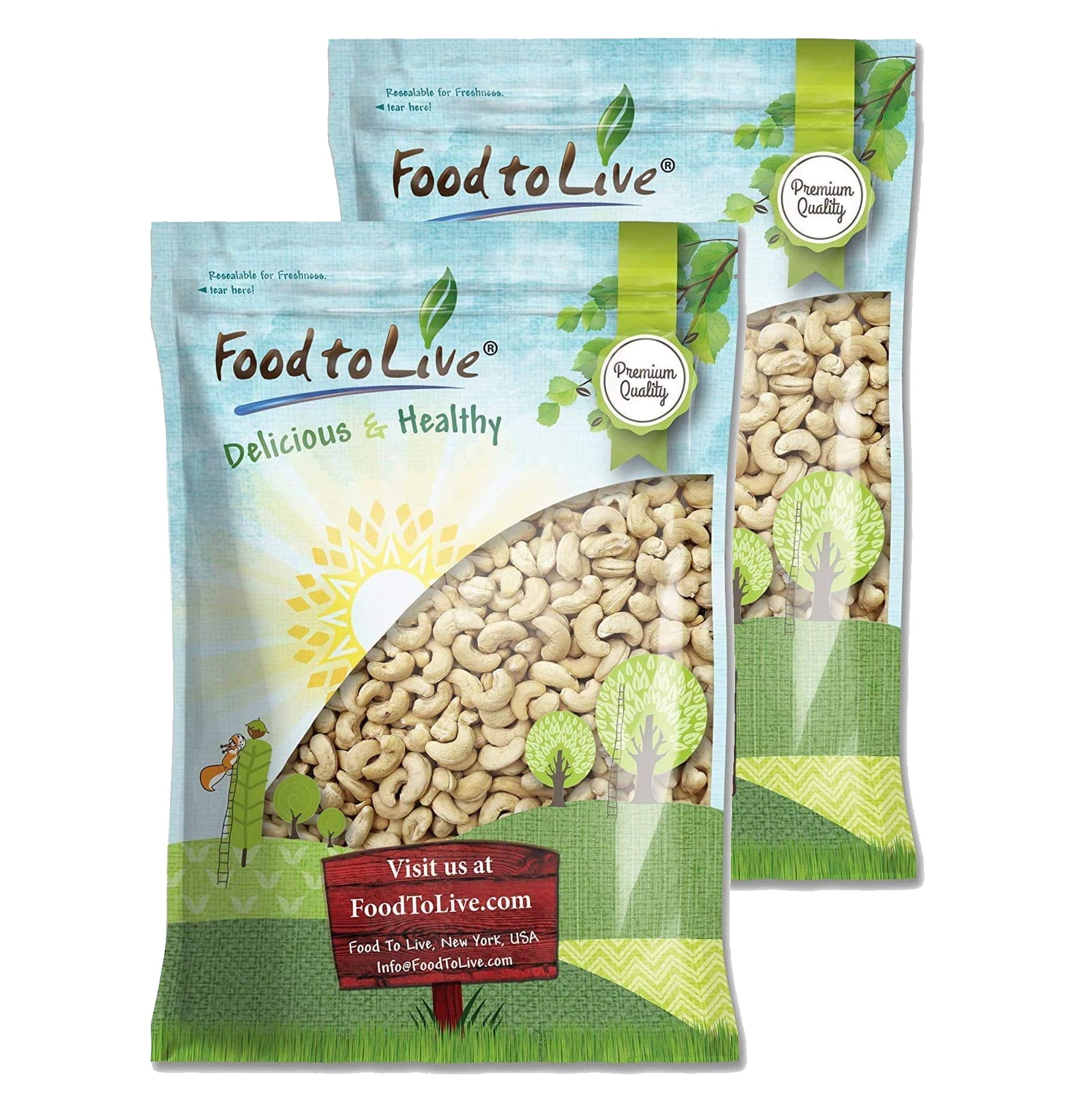 Food to Live Raw Cashews, 16 Pounds — Non-GMO Verified, Whole W-320 Size Nuts, Unsalted & Unroasted | Vegan, Kosher, Bulk Snacks for Baking, Cooking & Healthy Eating