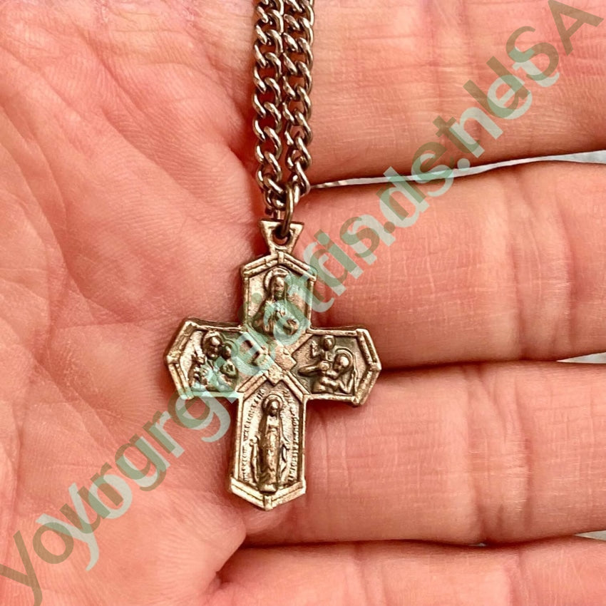 Vintage Devotional Four Way Cross Necklace - Religious Jewelry for Women & Men - Perfect for Church, Weddings & Everyday Faith Inspiration
