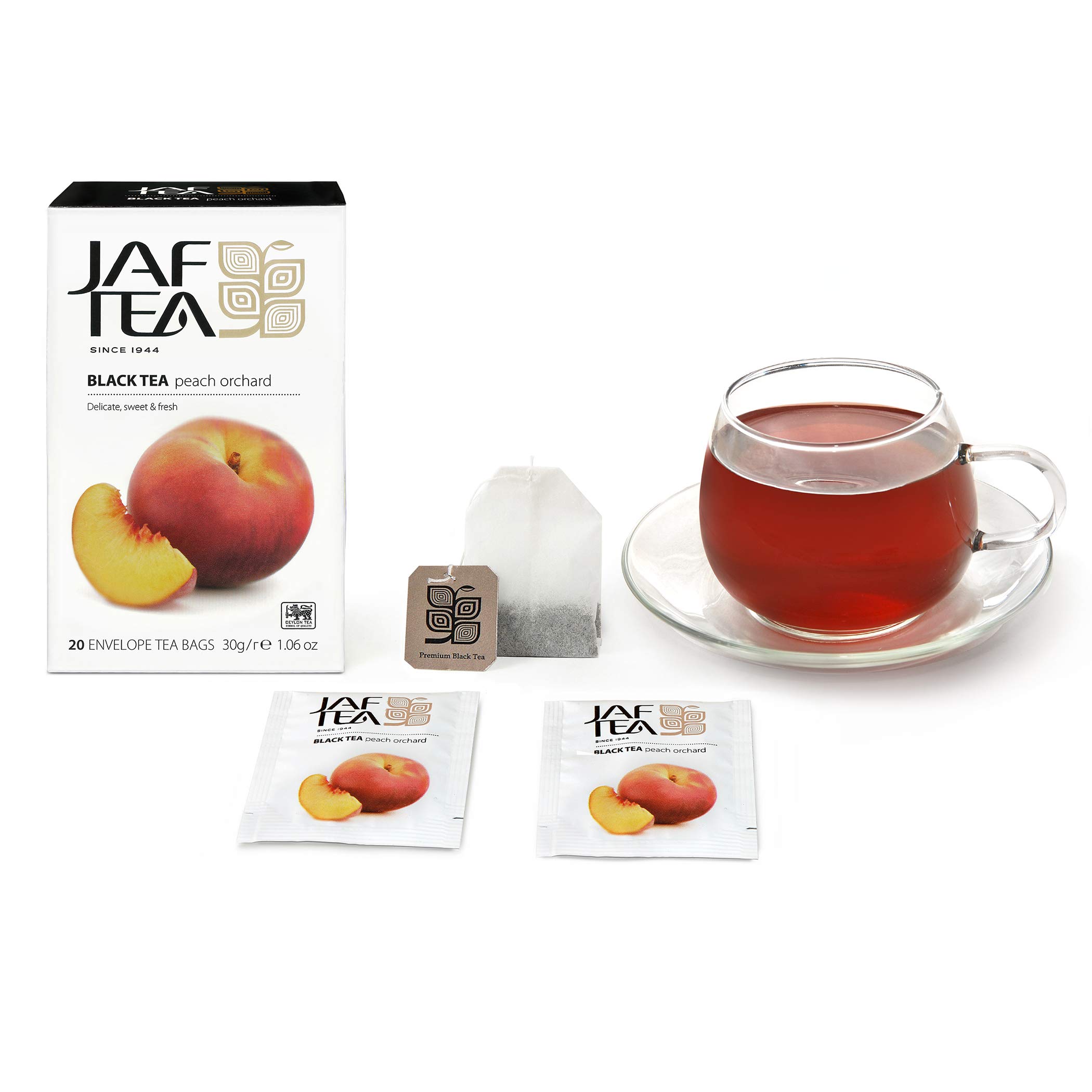 JAF TEA Premium Peach Black Tea - 6 Boxes (120 Tea Bags, 20 per Box) - Hot & Iced Tea - Perfect for Afternoon Relaxation, Office Break or Summer Refreshment