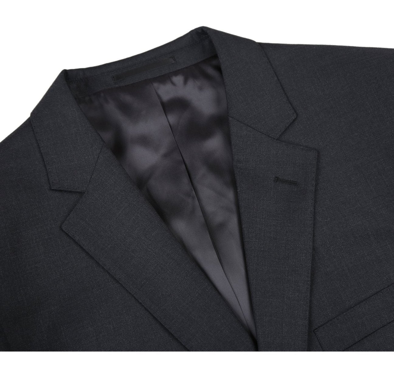 Alessandro Vitello by Renoir Men's Slim Fit 2-Button Wool Suit with Notch Lapel - Perfect for Business Meetings, Weddings & Formal Events (Style 555)
