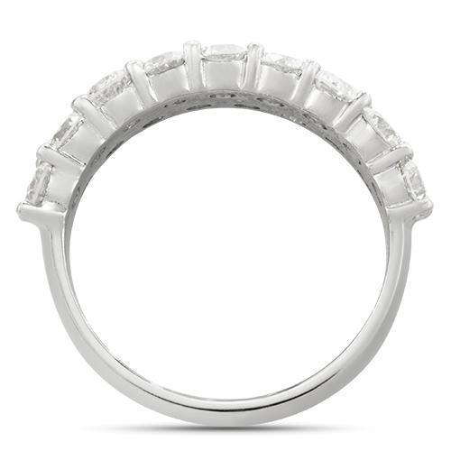 14K White Gold Diamond Two Row Wedding Band - 3.25 Carat Total Weight | Elegant Bridal Ring for Women, Perfect for Engagement, Anniversary & Special Occasions