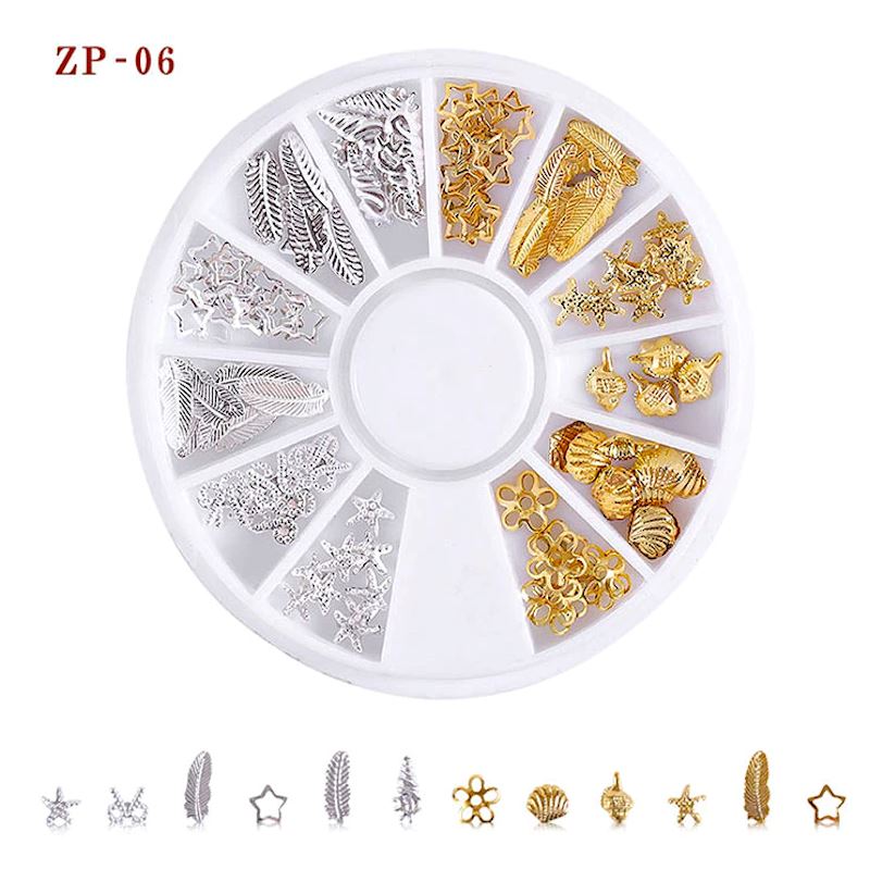 Mixed Patterns Nail Art Decoration Wheels - 12PC Nail Design Stickers for DIY Manicure - Perfect for Salon, Home Use & Nail Art Enthusiasts