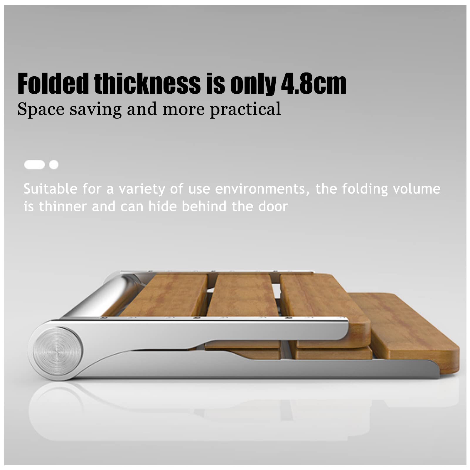 Premium Fold Down Shower Seat Wall Mounted - Teak Wood Folding Shower Bench 440 lbs Capacity - ADA Compliant Medical Shower Chair for Elderly, Disabled & Adults - Non-Slip Surface (Beech Color) - Ideal for Bathroom Safety & Accessibility in Homes & Healthcare Facilities